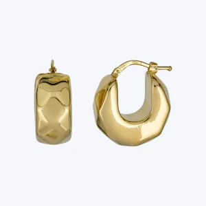14K Yellow Gold Geometric Hoop Earring