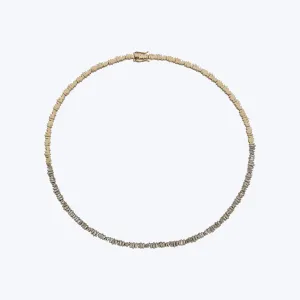 14K Yellow Gold "Broken Glass" Baguette Diamond Line Necklace