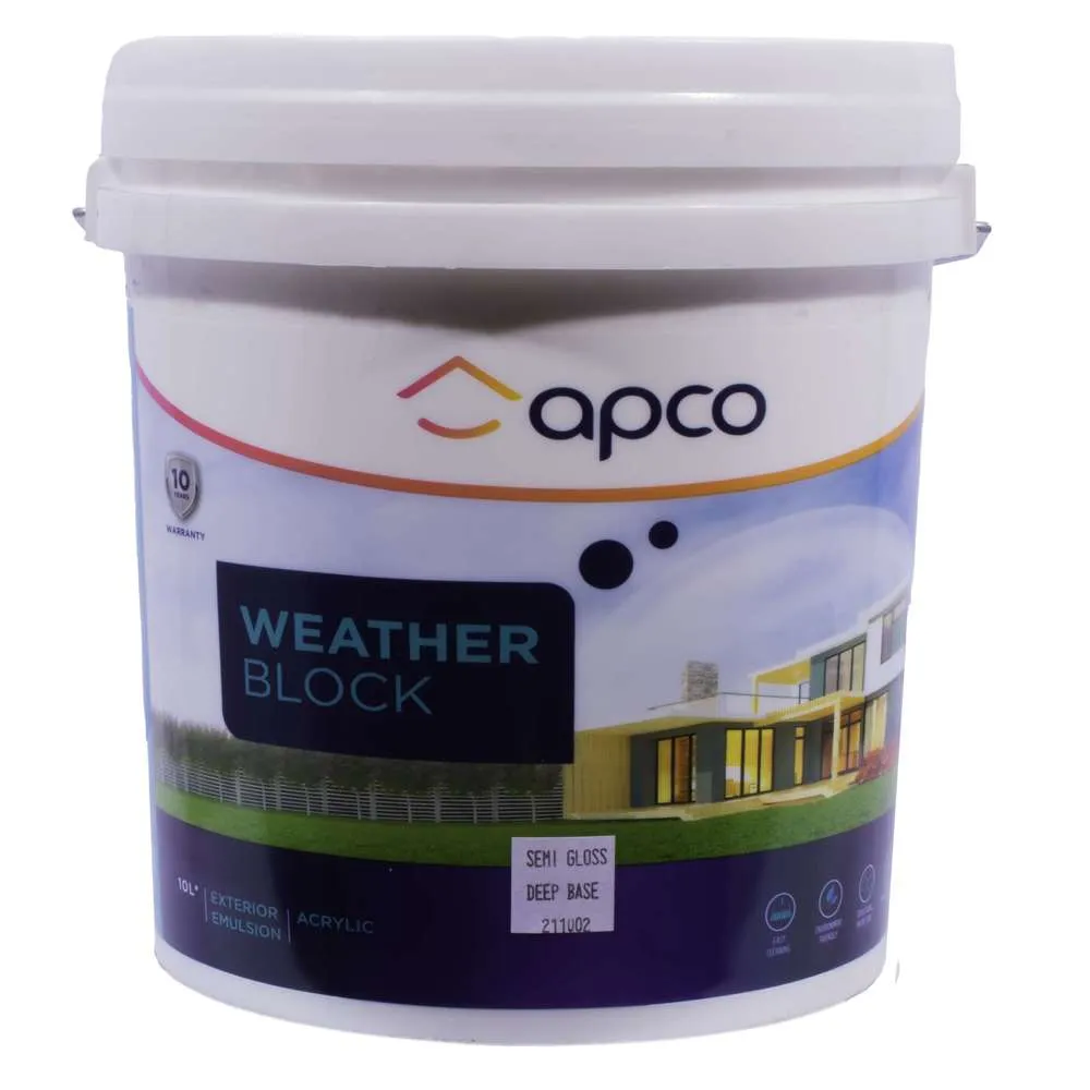 Apco Weatherblock Semi Gloss Acrylic Deep Base 10L