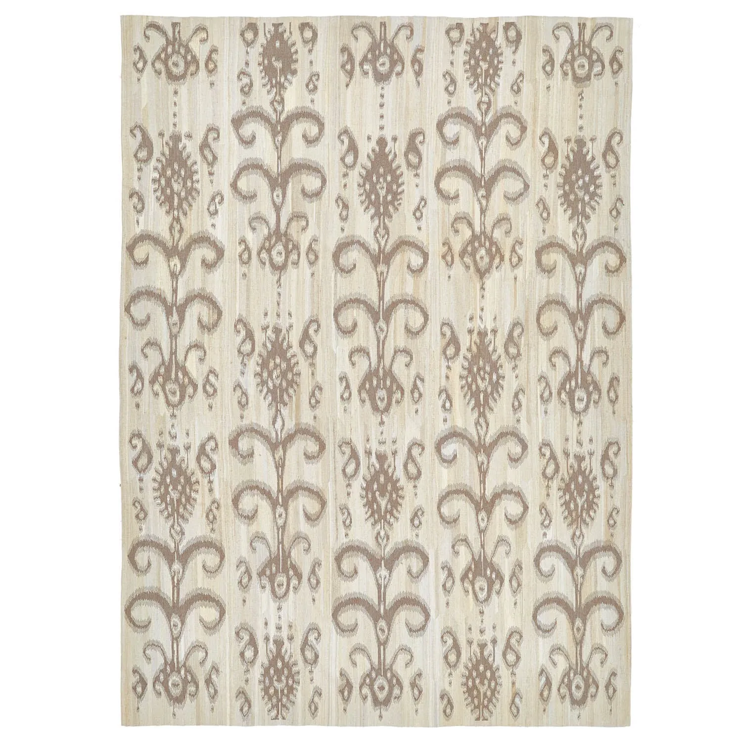 Beige Flatweave Wool Rug - 10' x 14'