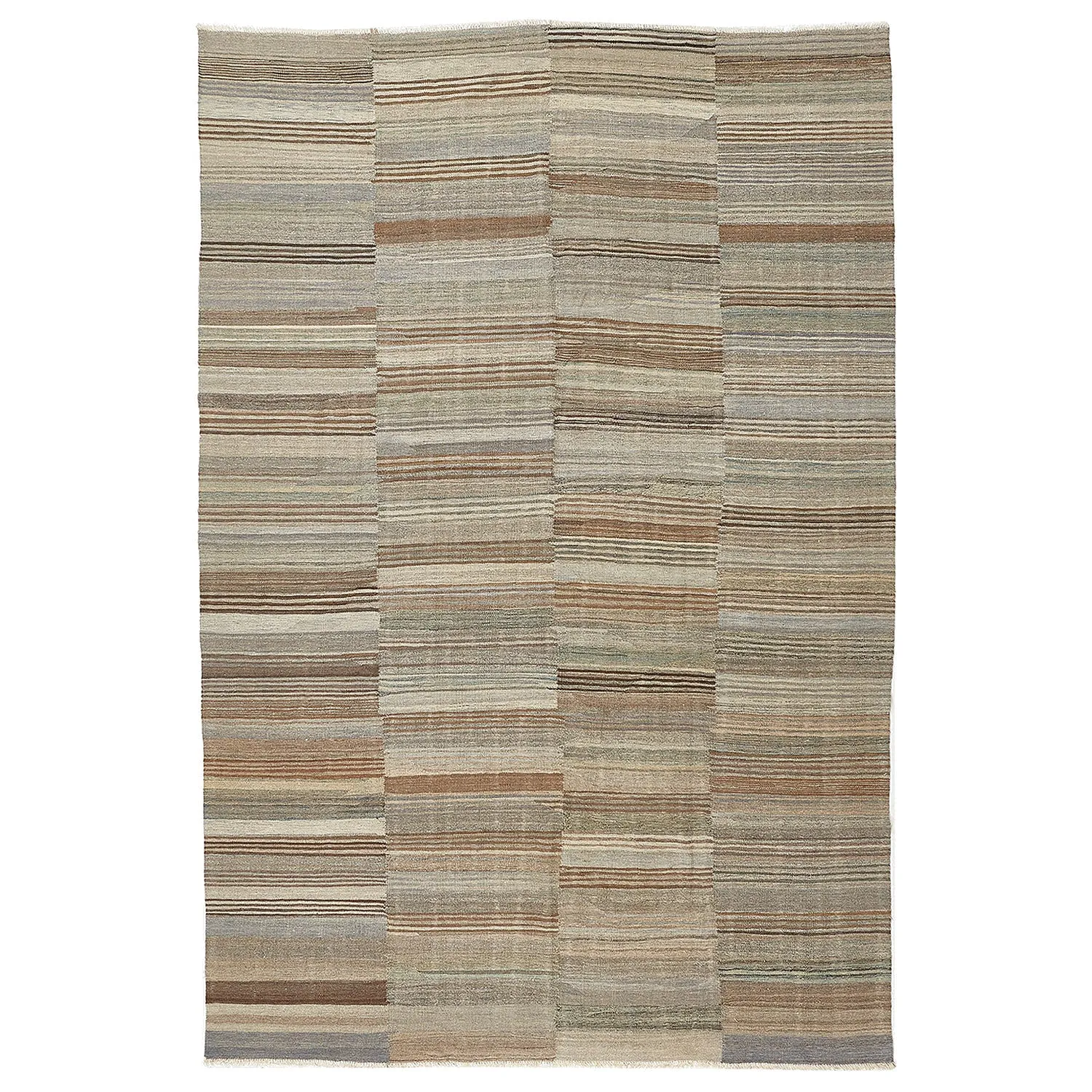 Beige Flatweave Wool Rug - 7'9" x 11'5"