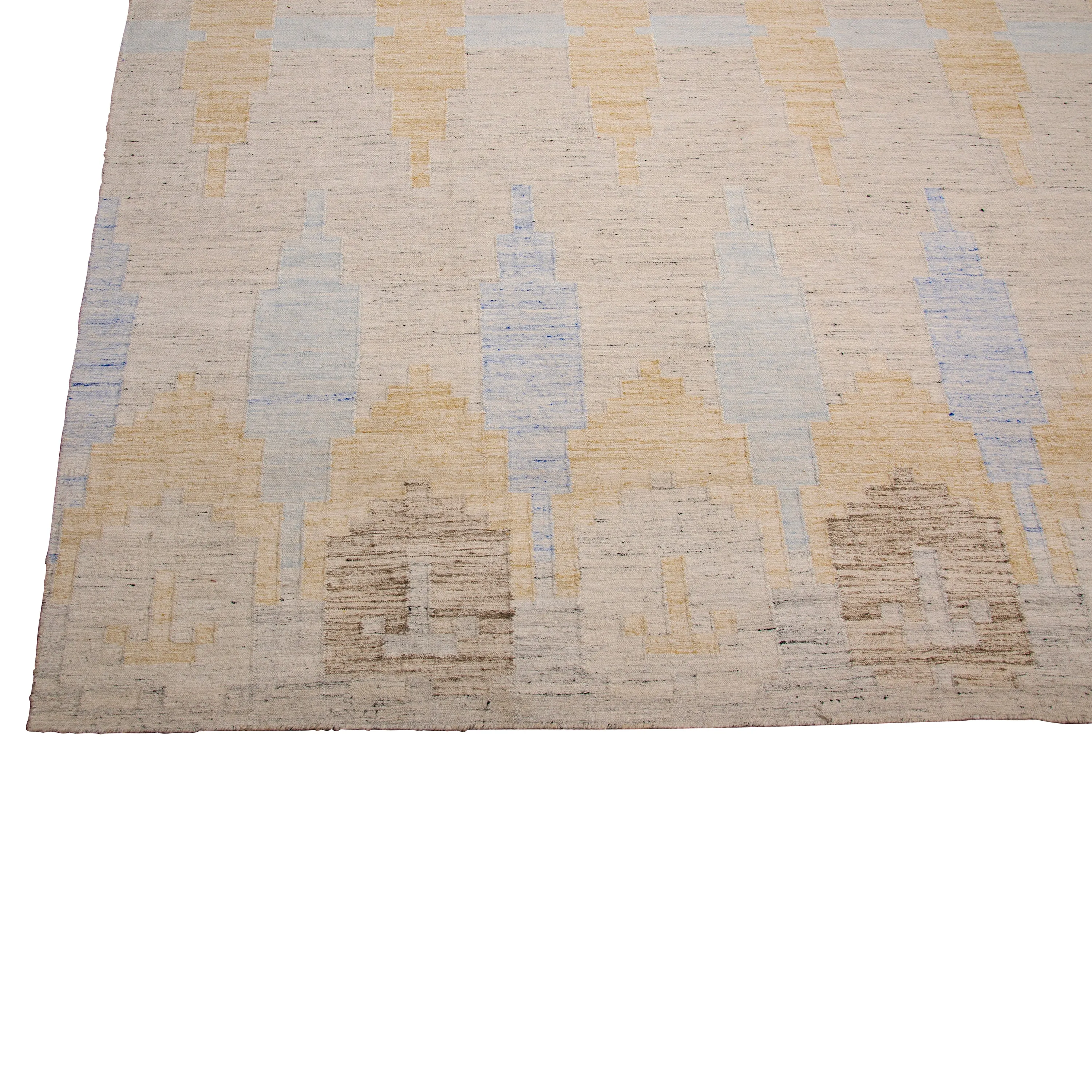 Beige Swedish Inspired Flatweave Art Silk Rug - 8' x 10'