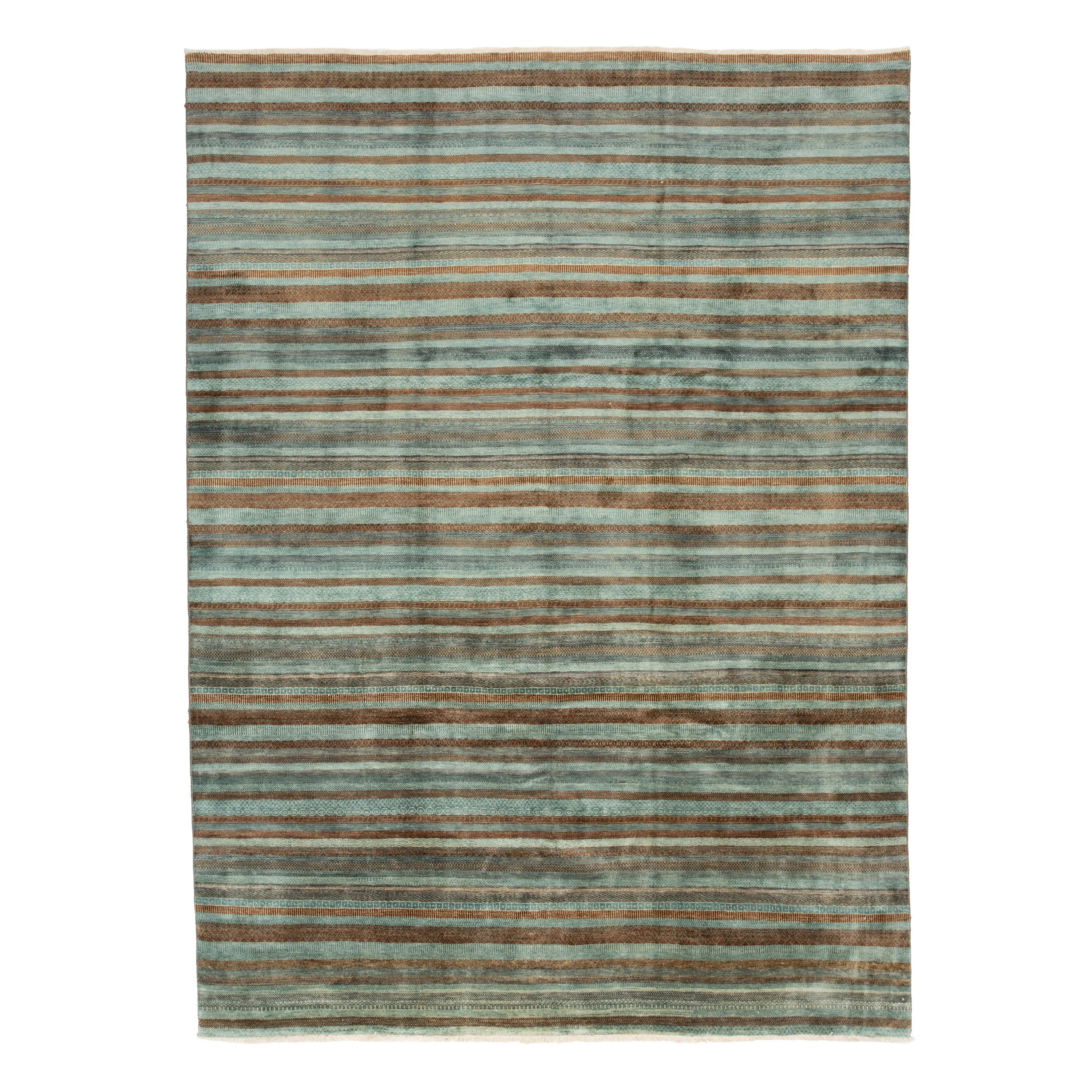 Blue Contemporary Indo Savannah Rug - 8'10" x 11'10"