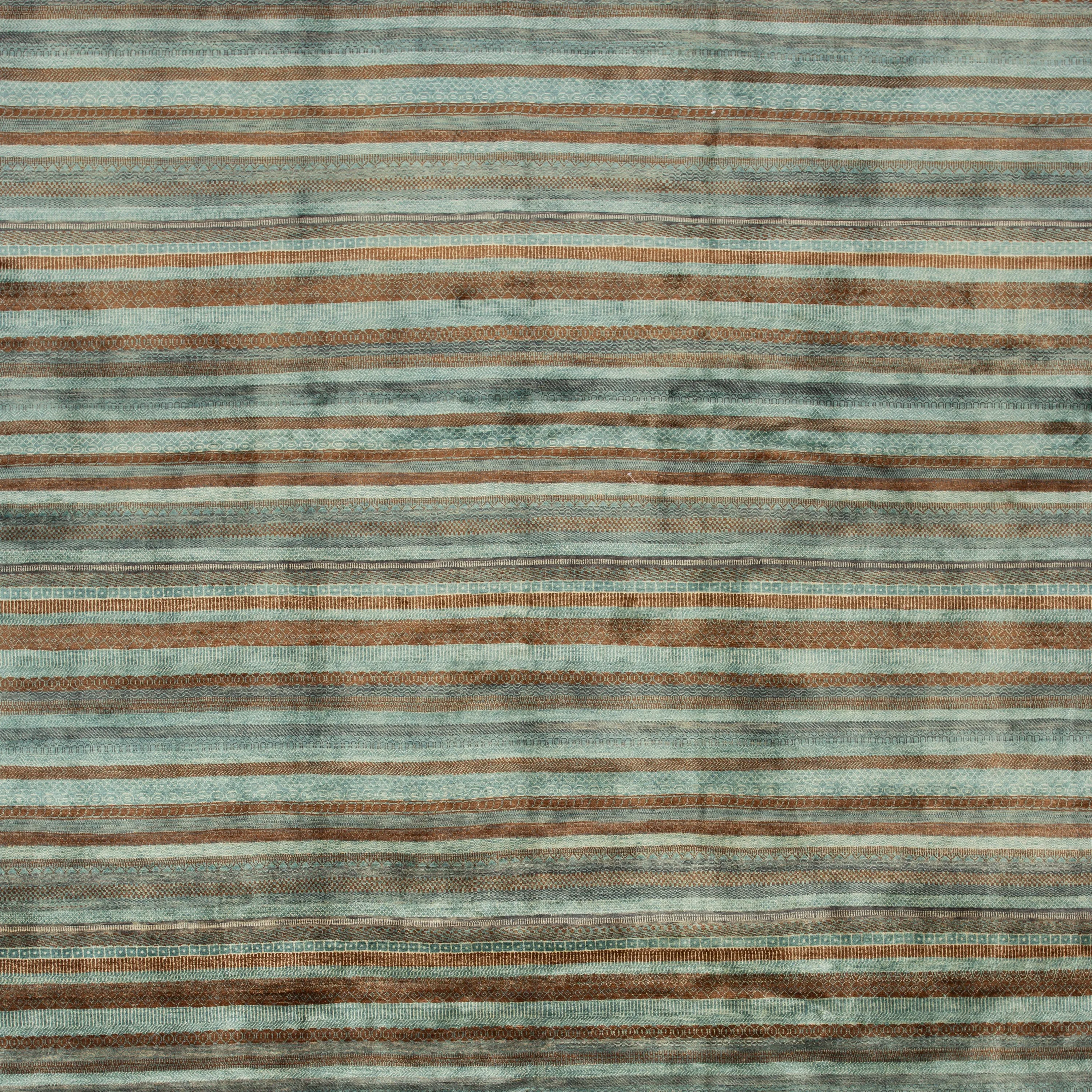 Blue Contemporary Indo Savannah Rug - 8'10" x 11'10"