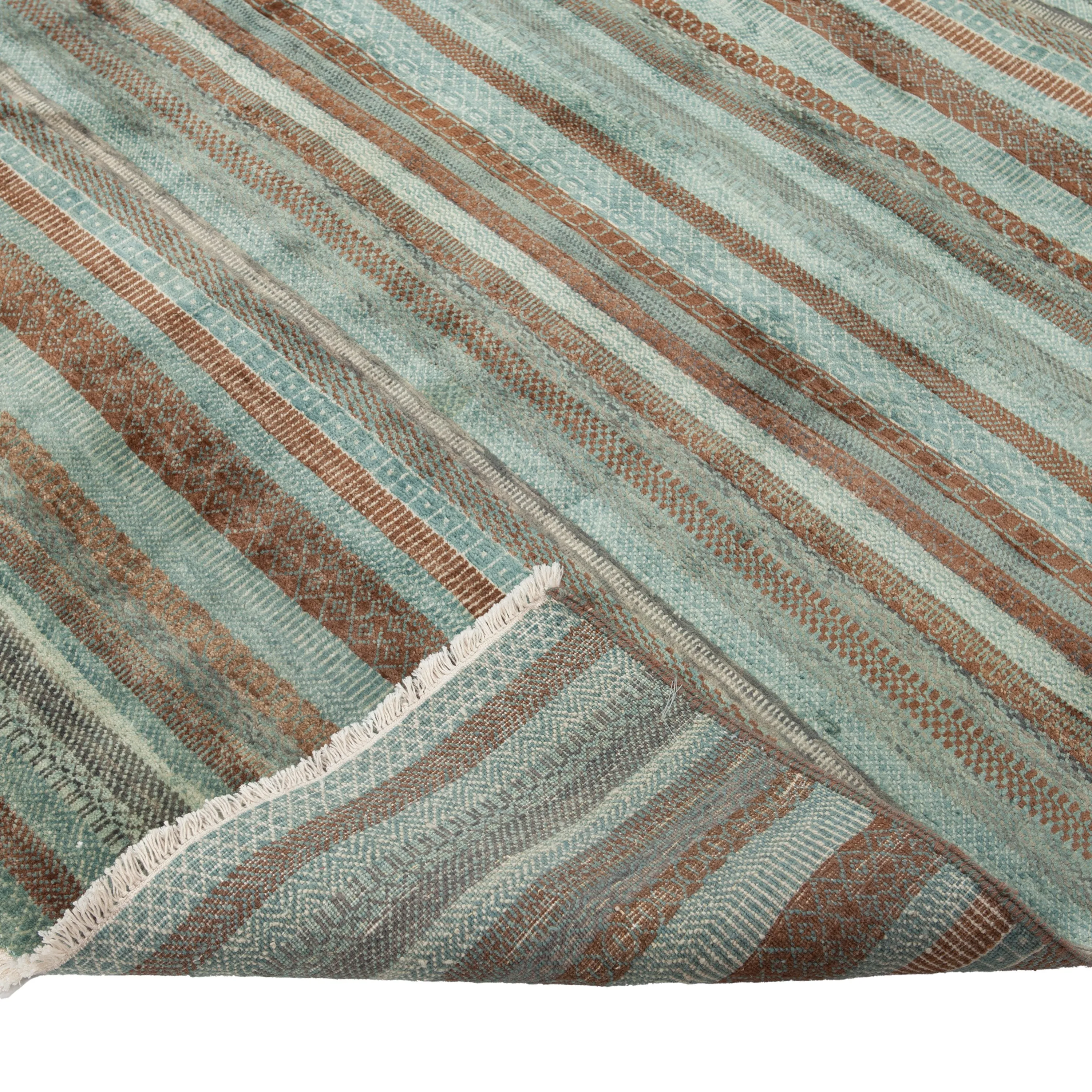 Blue Contemporary Indo Savannah Rug - 8'10" x 11'10"