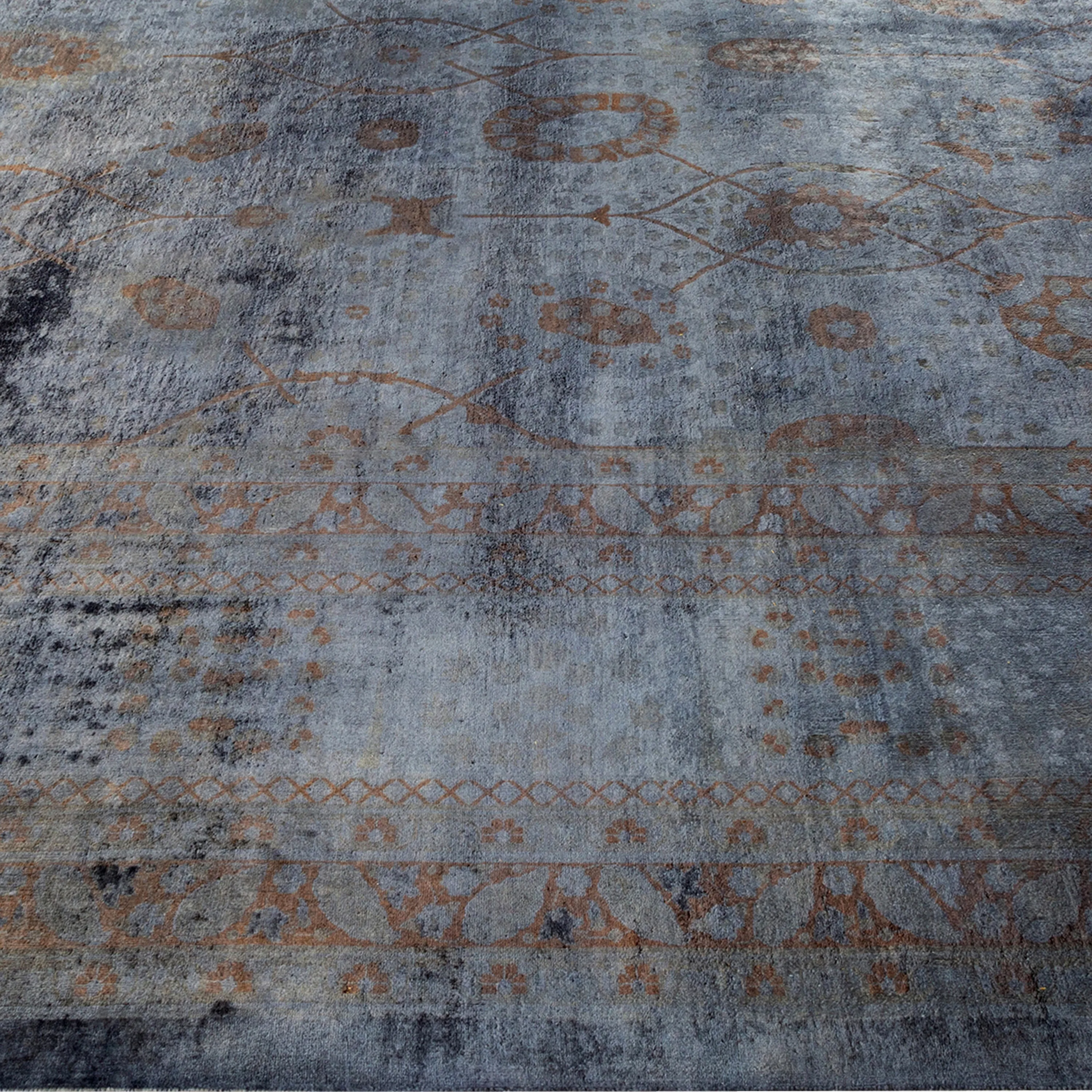 Blue Overdyed Wool Rug - 10'4" x 13'10"