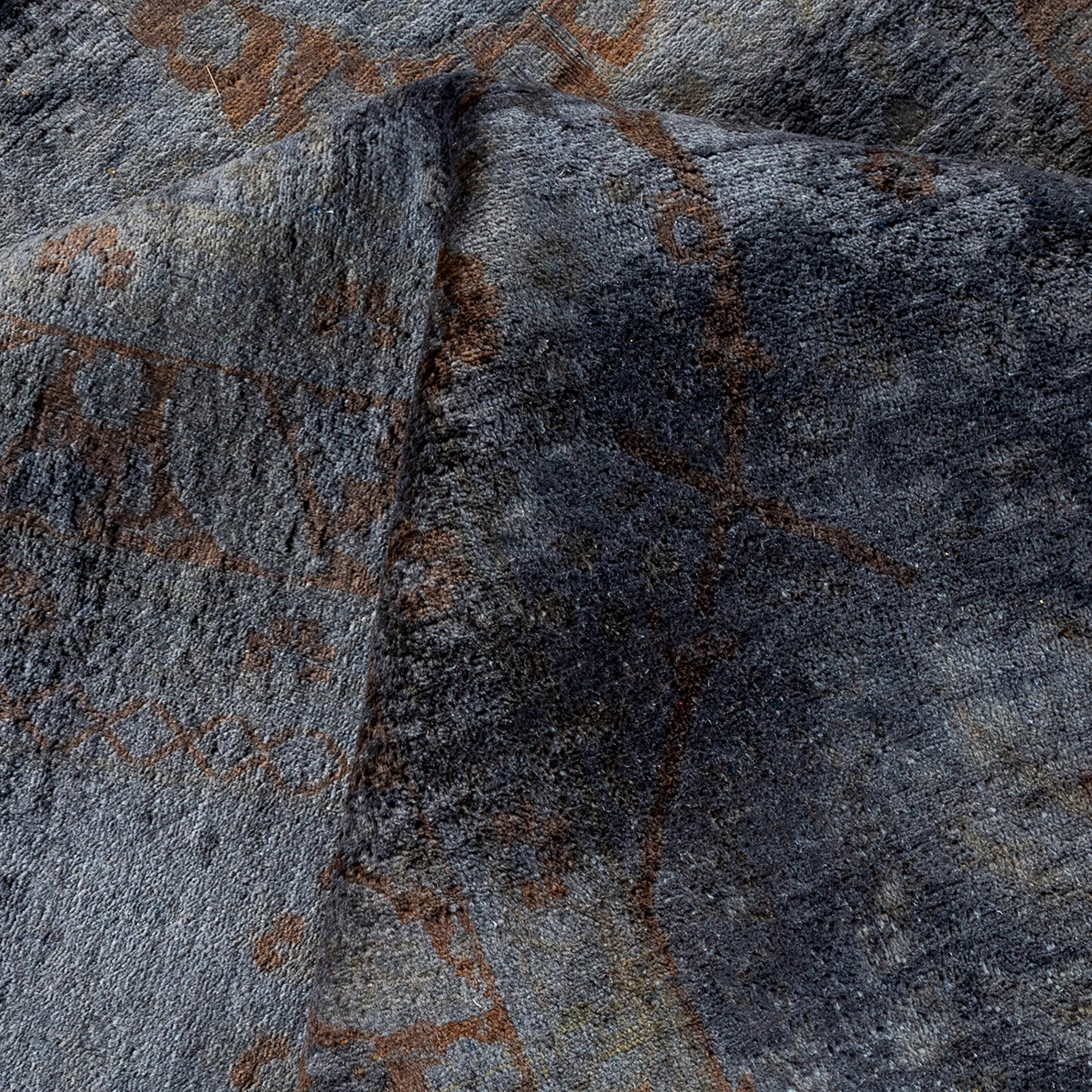 Blue Overdyed Wool Rug - 10'4" x 13'10"