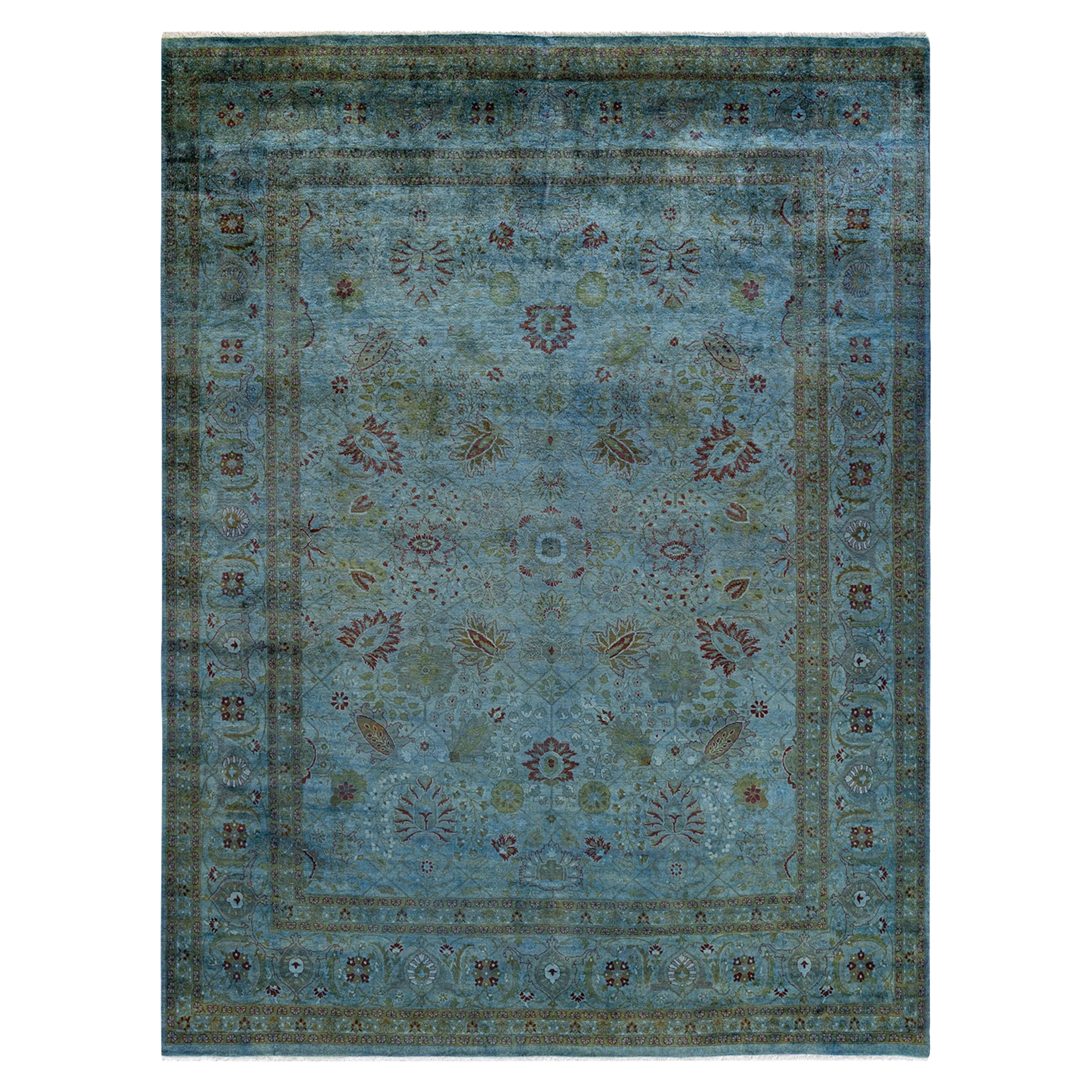Blue Overdyed Wool Rug - 8' x 10'3"