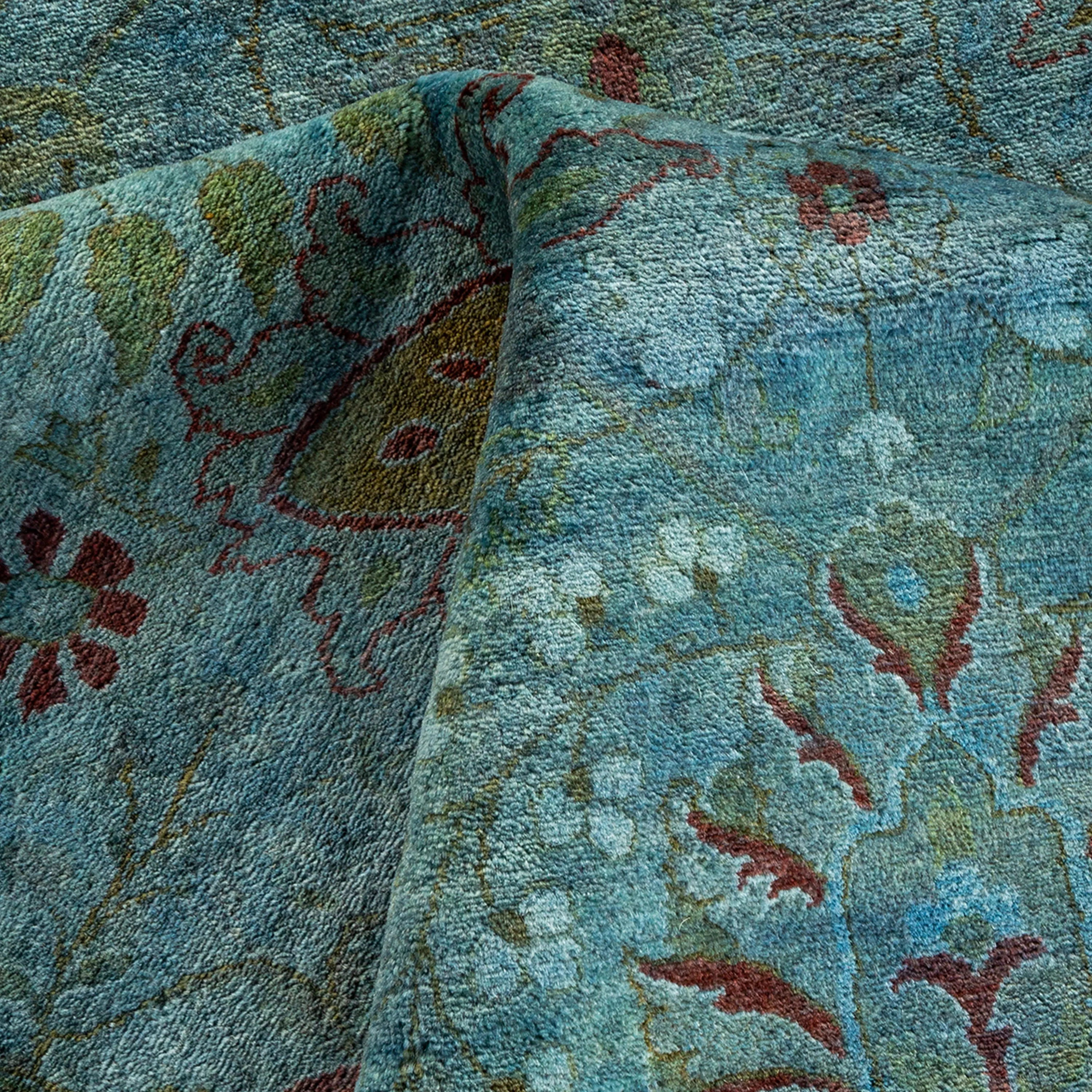 Blue Overdyed Wool Rug - 8' x 10'3"