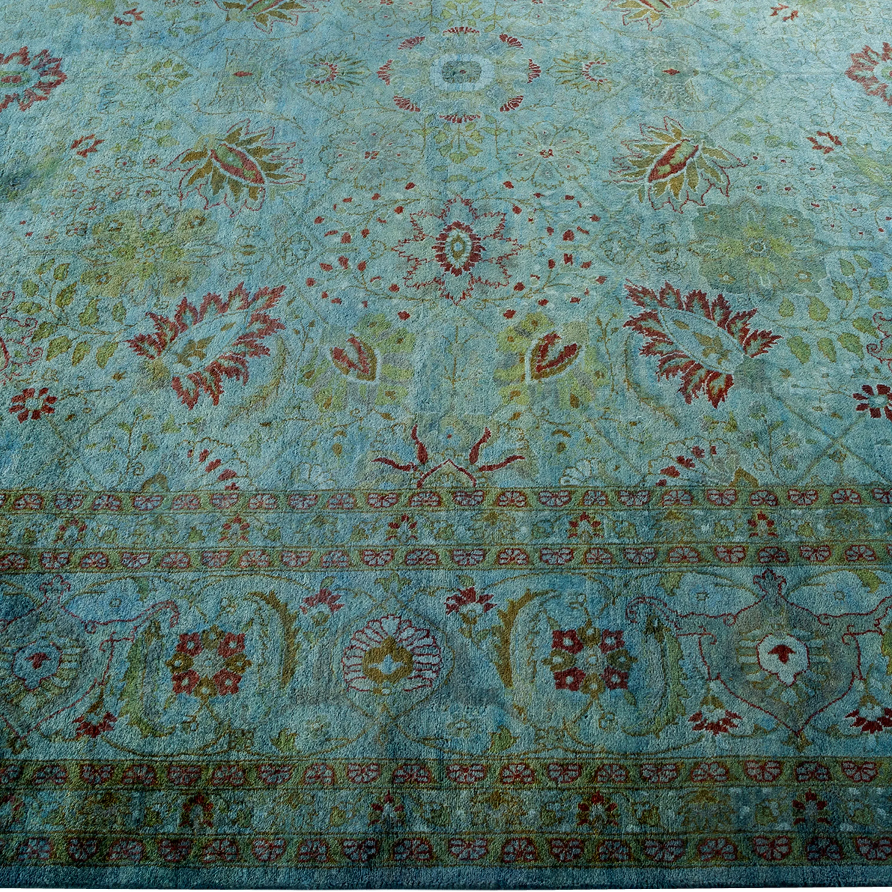 Blue Overdyed Wool Rug - 8' x 10'3"