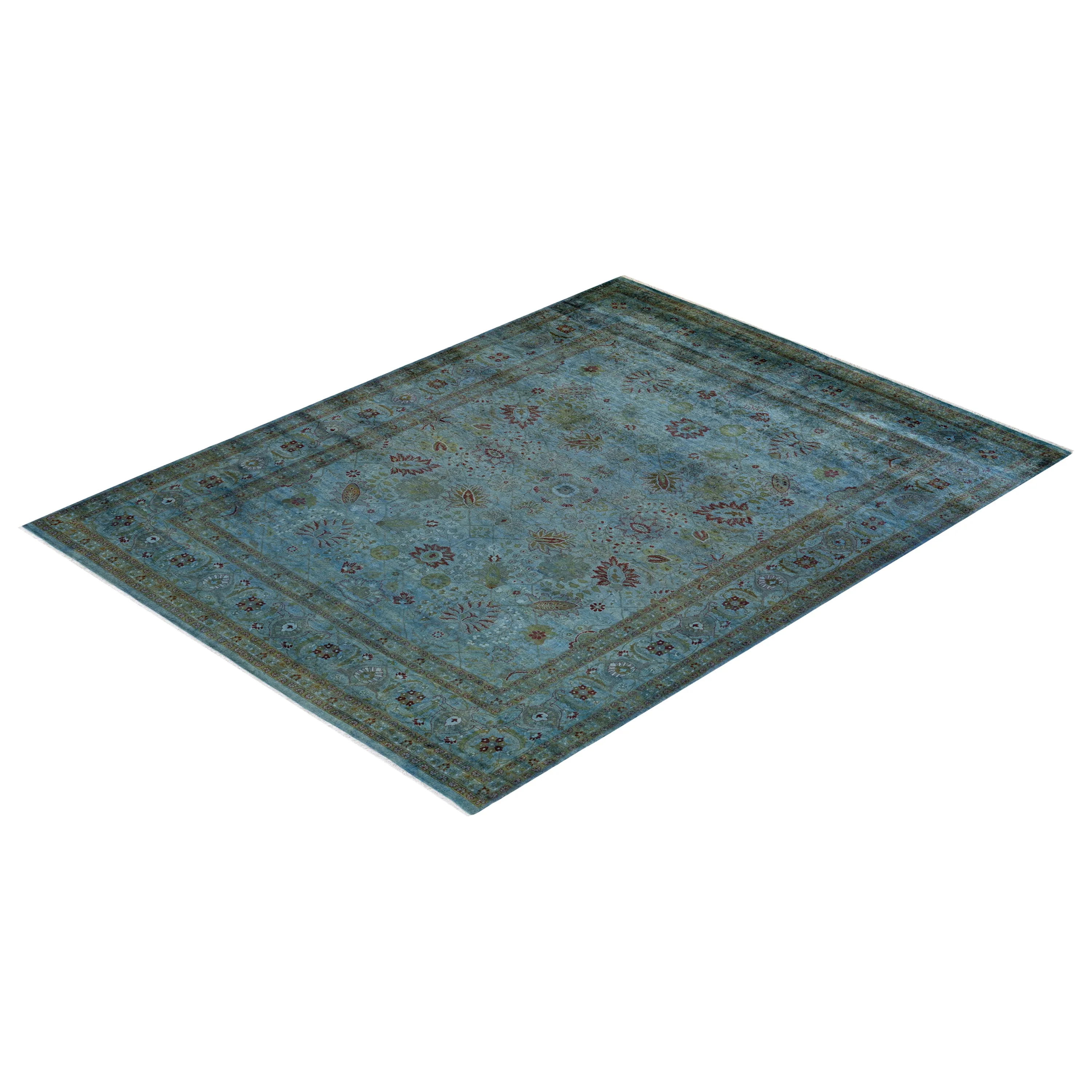 Blue Overdyed Wool Rug - 8' x 10'3"