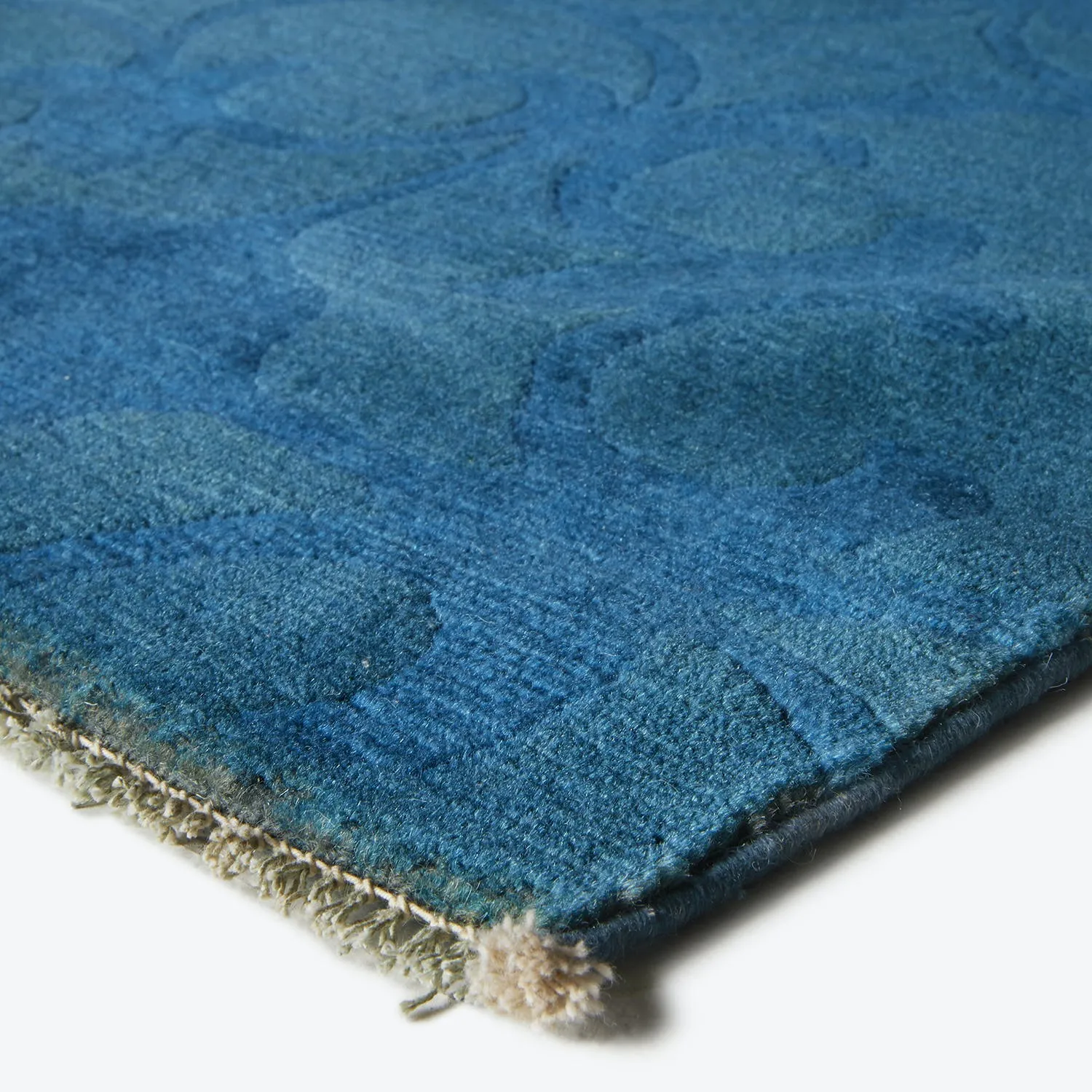 Blue Overdyed Wool Runner - 4' x 10'2"