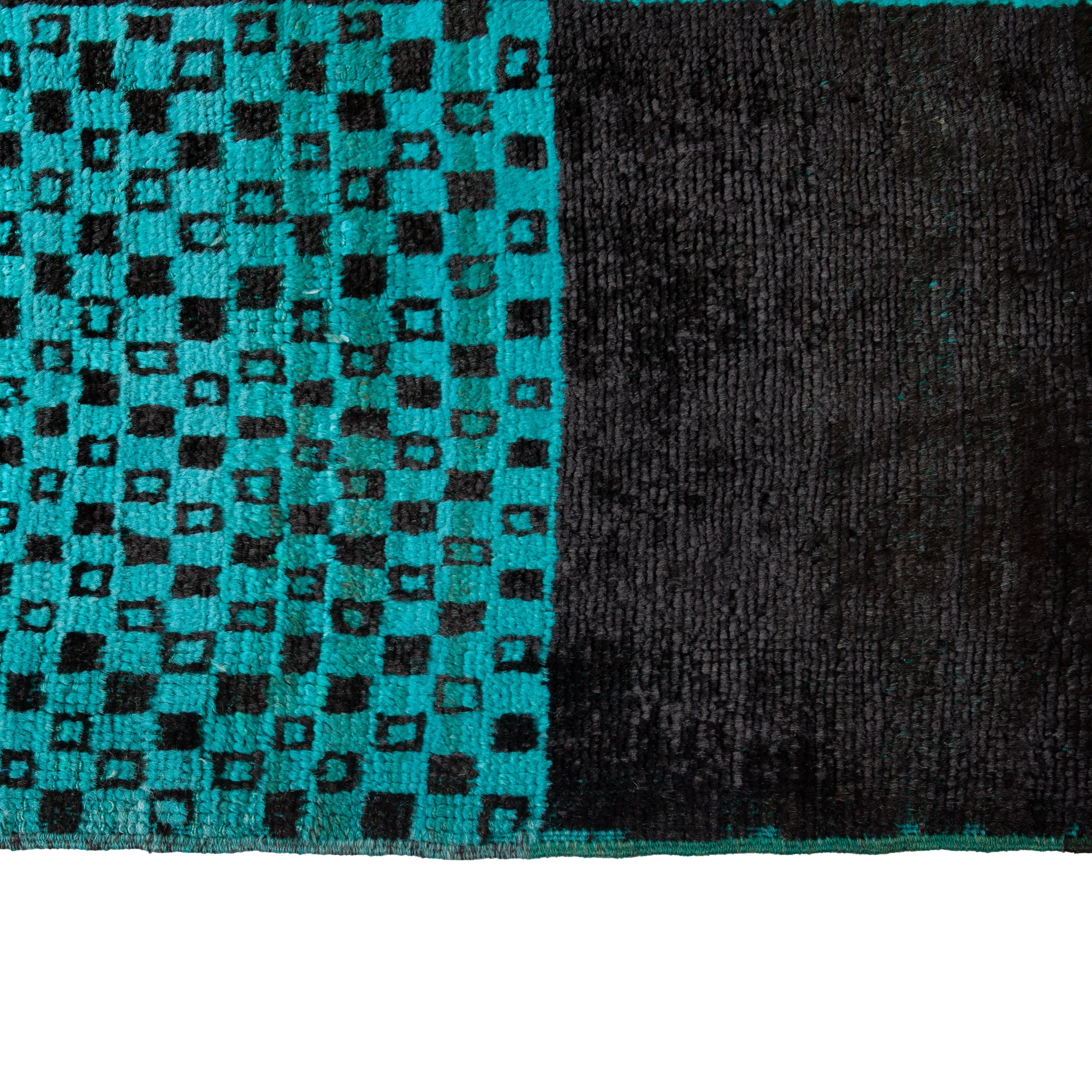 Blue Vintage Patchwork Wool Rug - 10'4" x 14'2"
