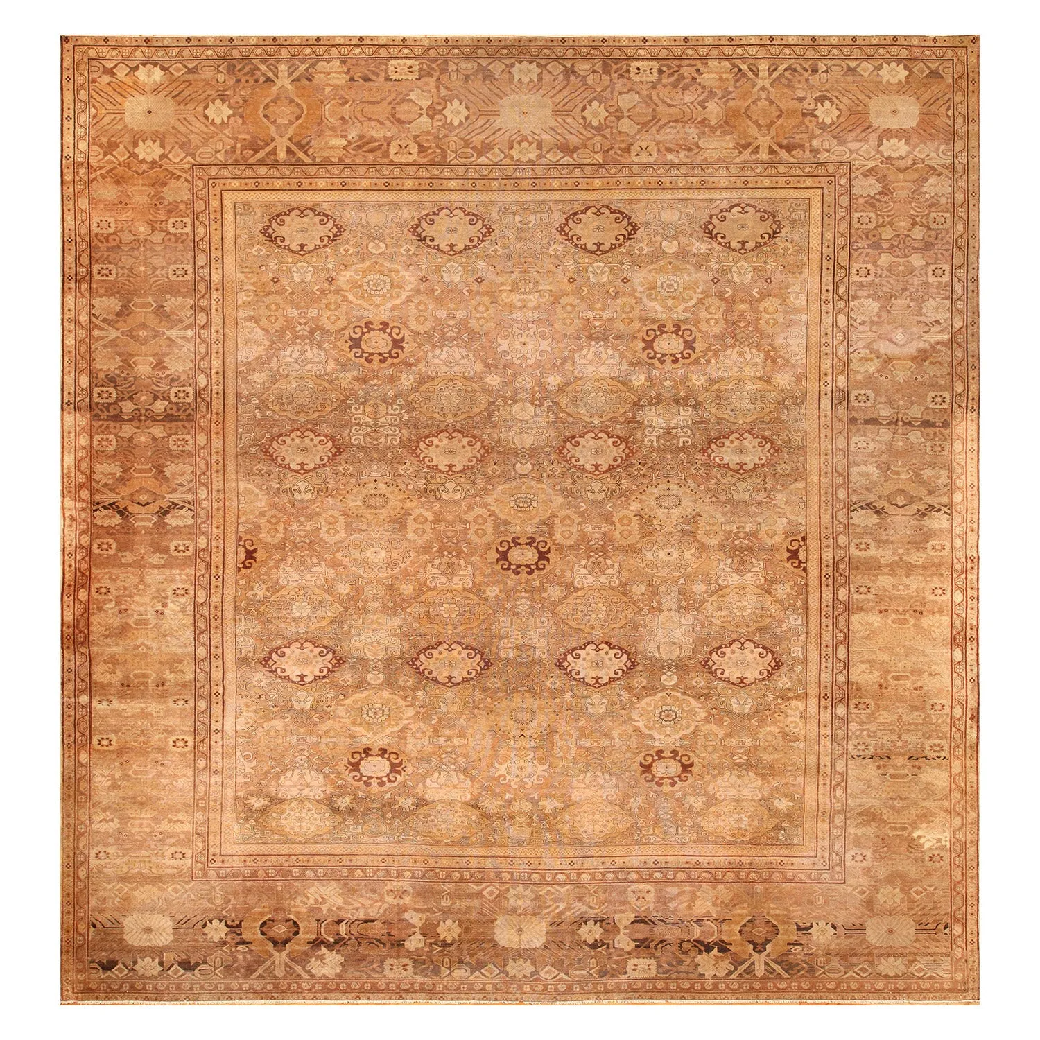 Brown Antique Amritsar Indian Rug - 15'8" x 17'4"