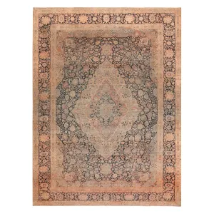 Brown Antique Persian Mohtashem Kashan Rug - 12' x 16'6"