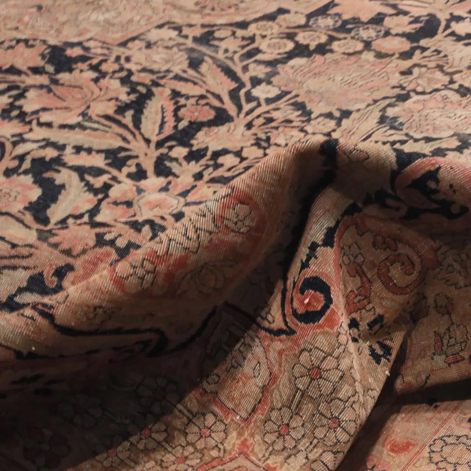 Brown Antique Persian Mohtashem Kashan Rug - 12' x 16'6"