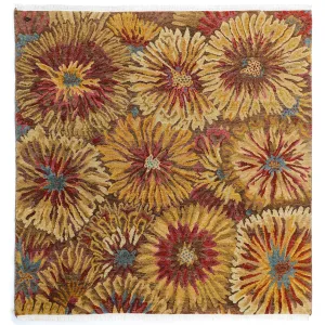 Brown Contemporary Wool Rug - 5'1" x 5'3"