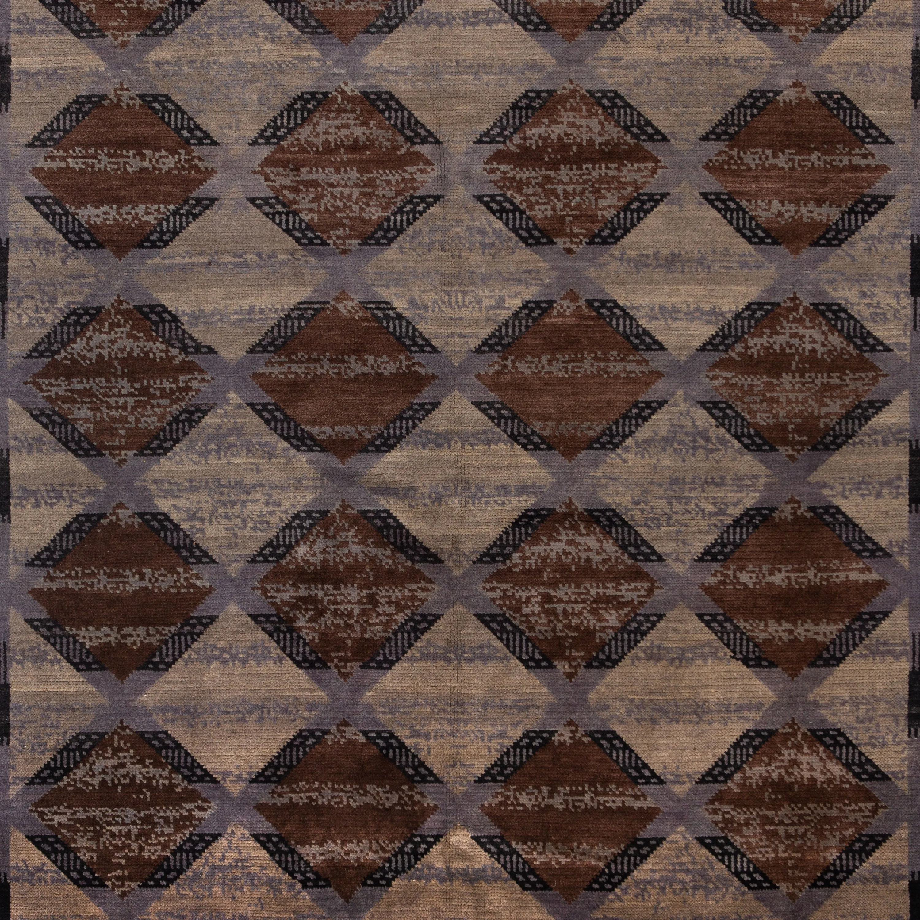 Brown Modern Wool Rug - 6'4" x 9'4"