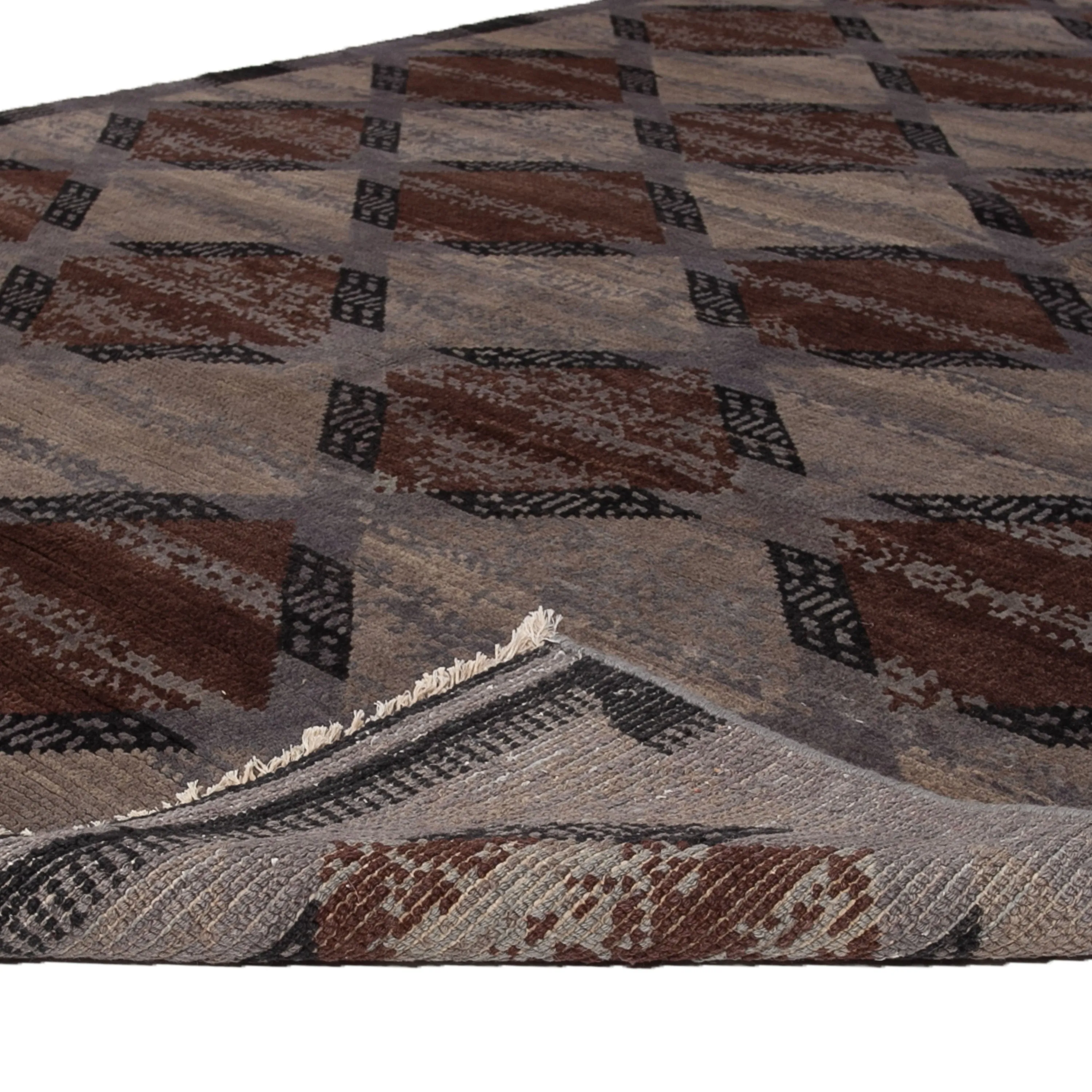 Brown Modern Wool Rug - 6'4" x 9'4"