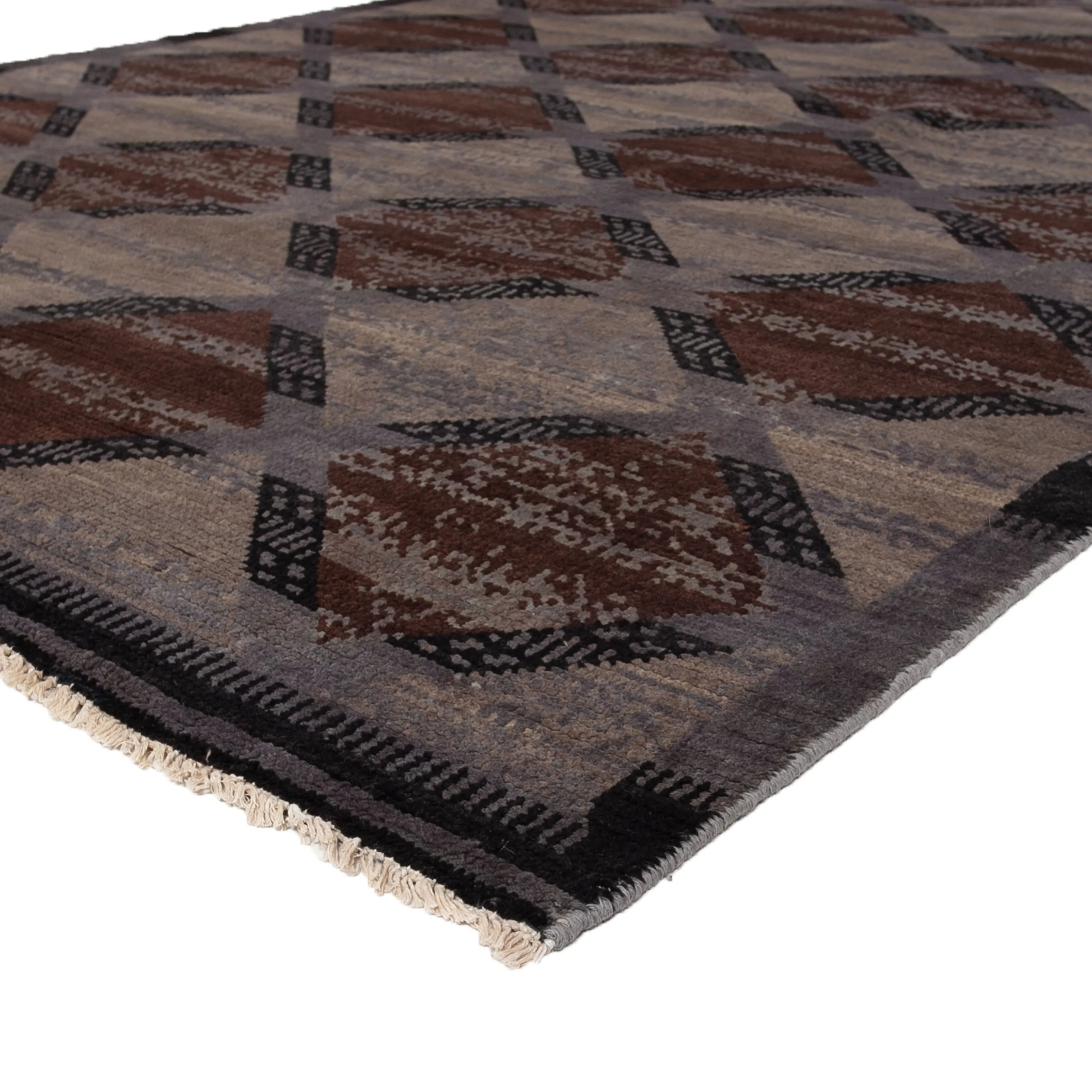Brown Modern Wool Rug - 6'4" x 9'4"