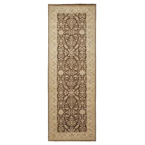 Brown Traditional Wool Runner - 6'1" x 17'9"