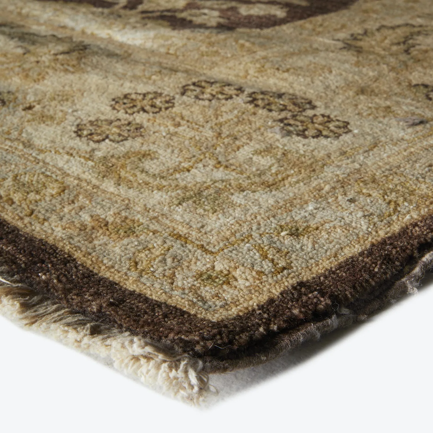 Brown Traditional Wool Runner - 6'1" x 17'9"