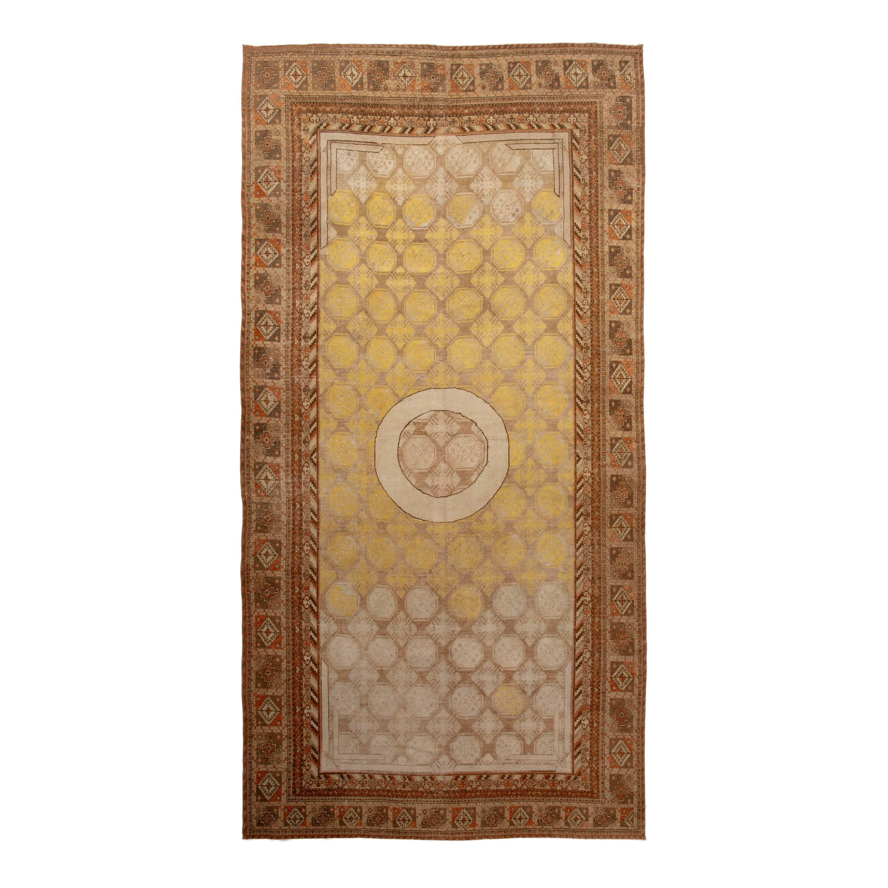 Brown Vintage Traditional Kothan Wool Rug - 8'9" x 17'7"