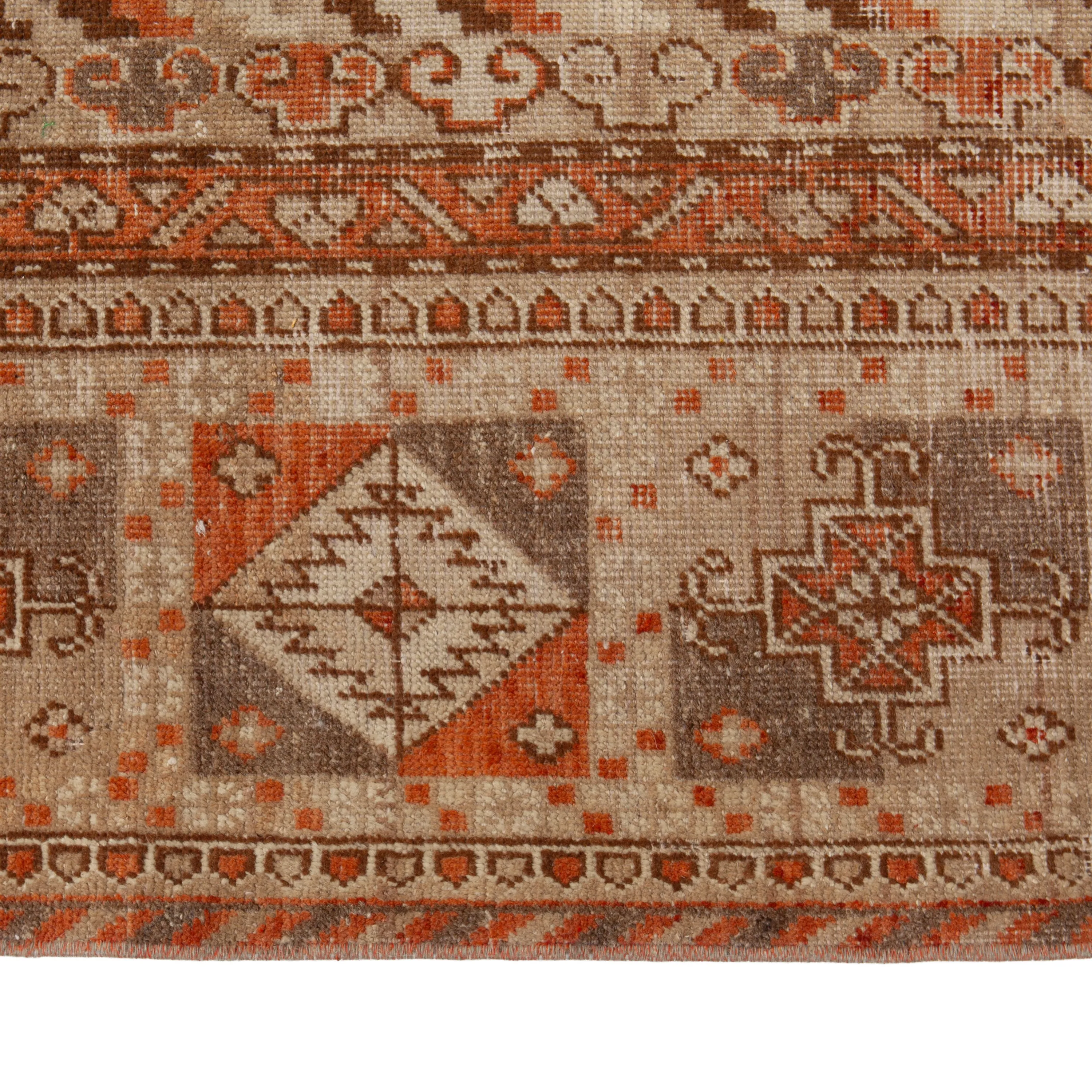 Brown Vintage Traditional Kothan Wool Rug - 8'9" x 17'7"