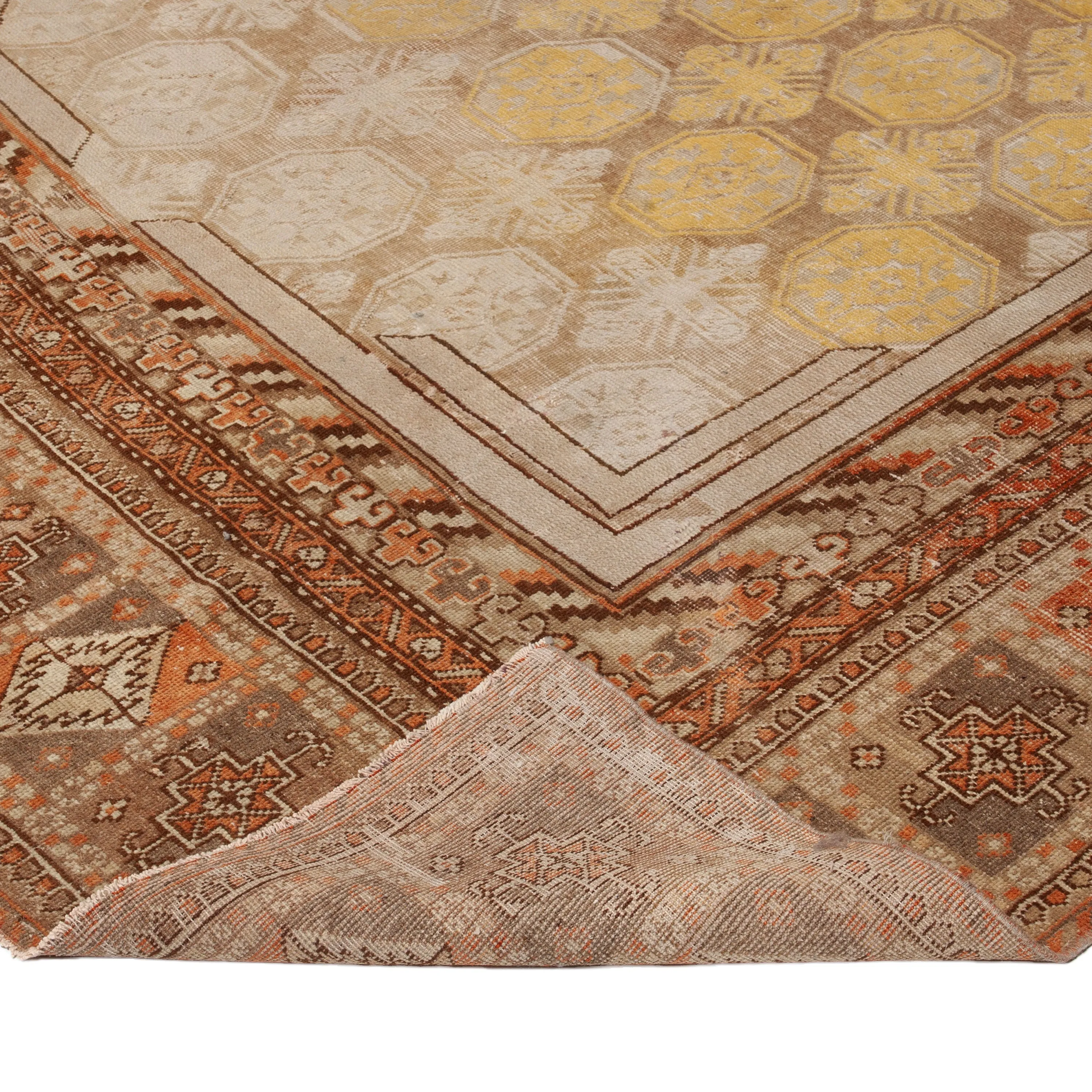 Brown Vintage Traditional Kothan Wool Rug - 8'9" x 17'7"