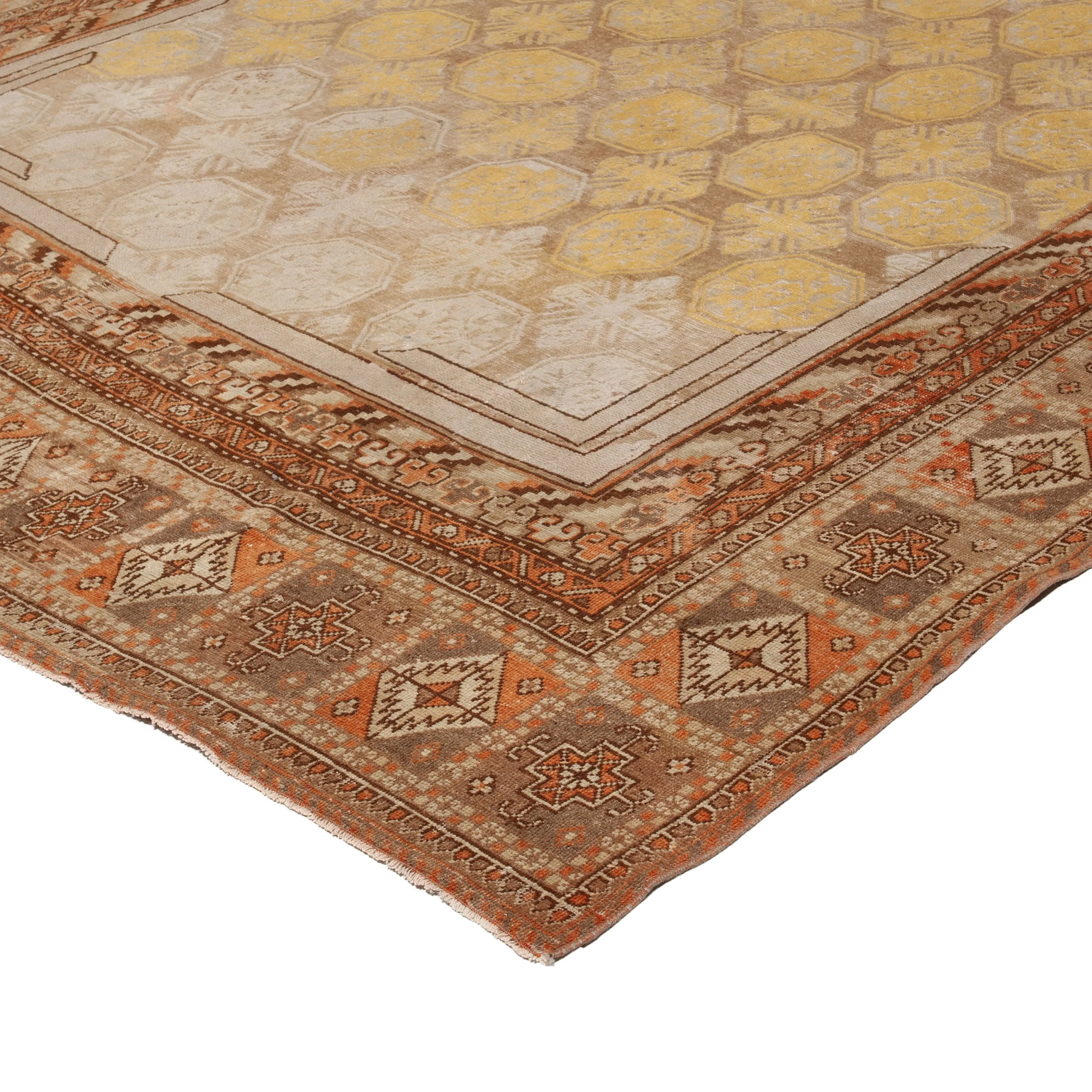 Brown Vintage Traditional Kothan Wool Rug - 8'9" x 17'7"