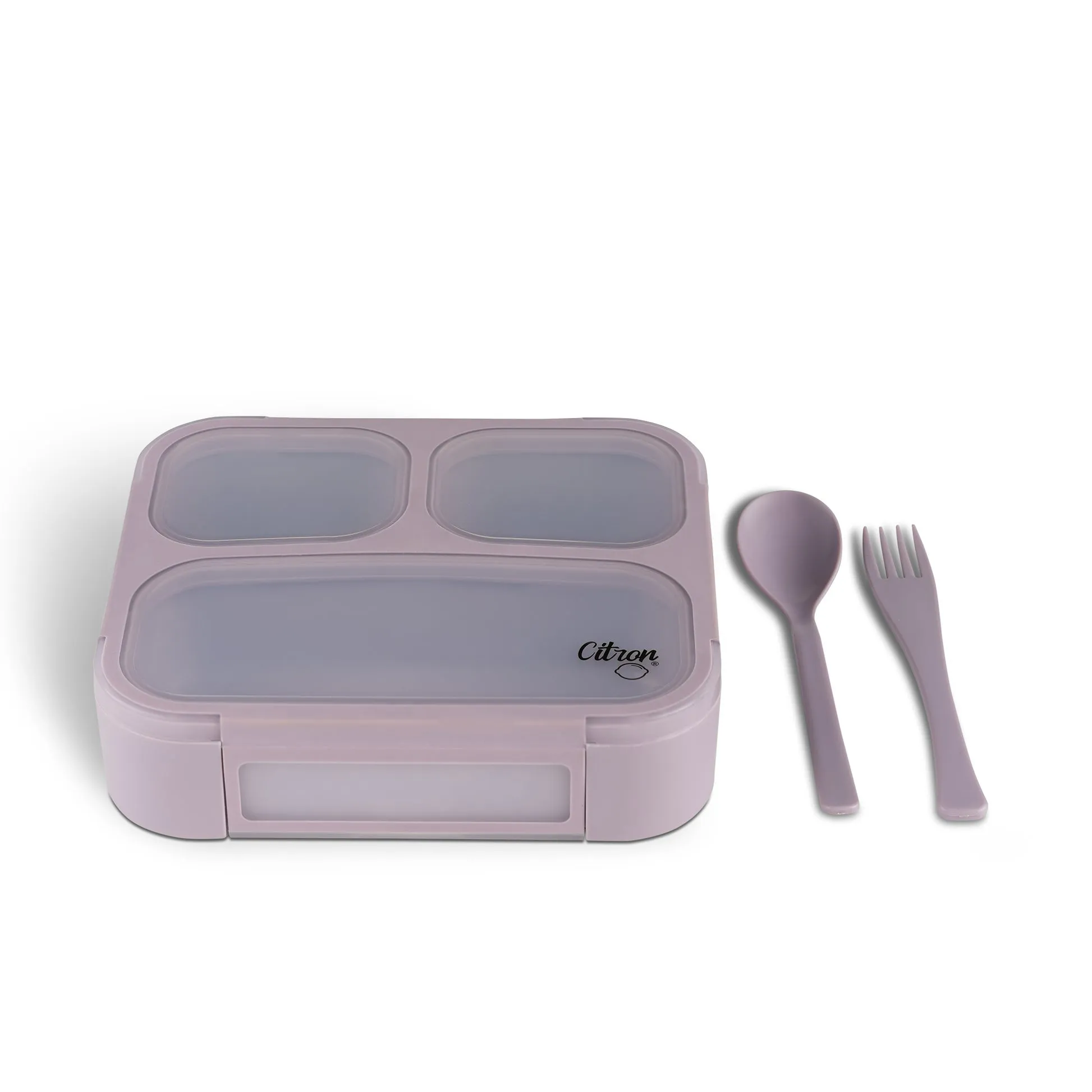 Citron Lunchbox with Fork and Spoon - Purple