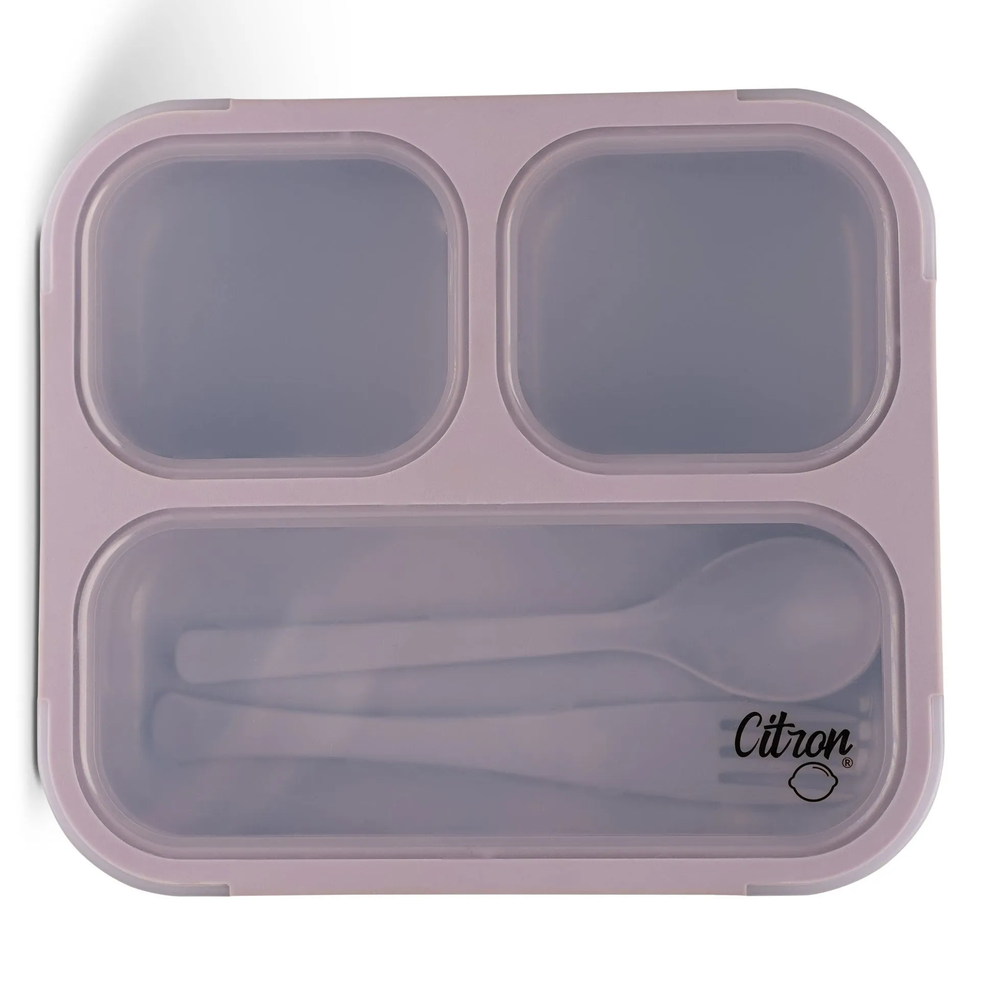 Citron Lunchbox with Fork and Spoon - Purple