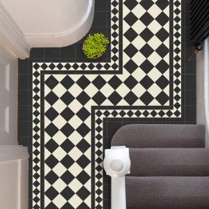 Classic Victorian Black Porcelain Tile 10x10cm Matt