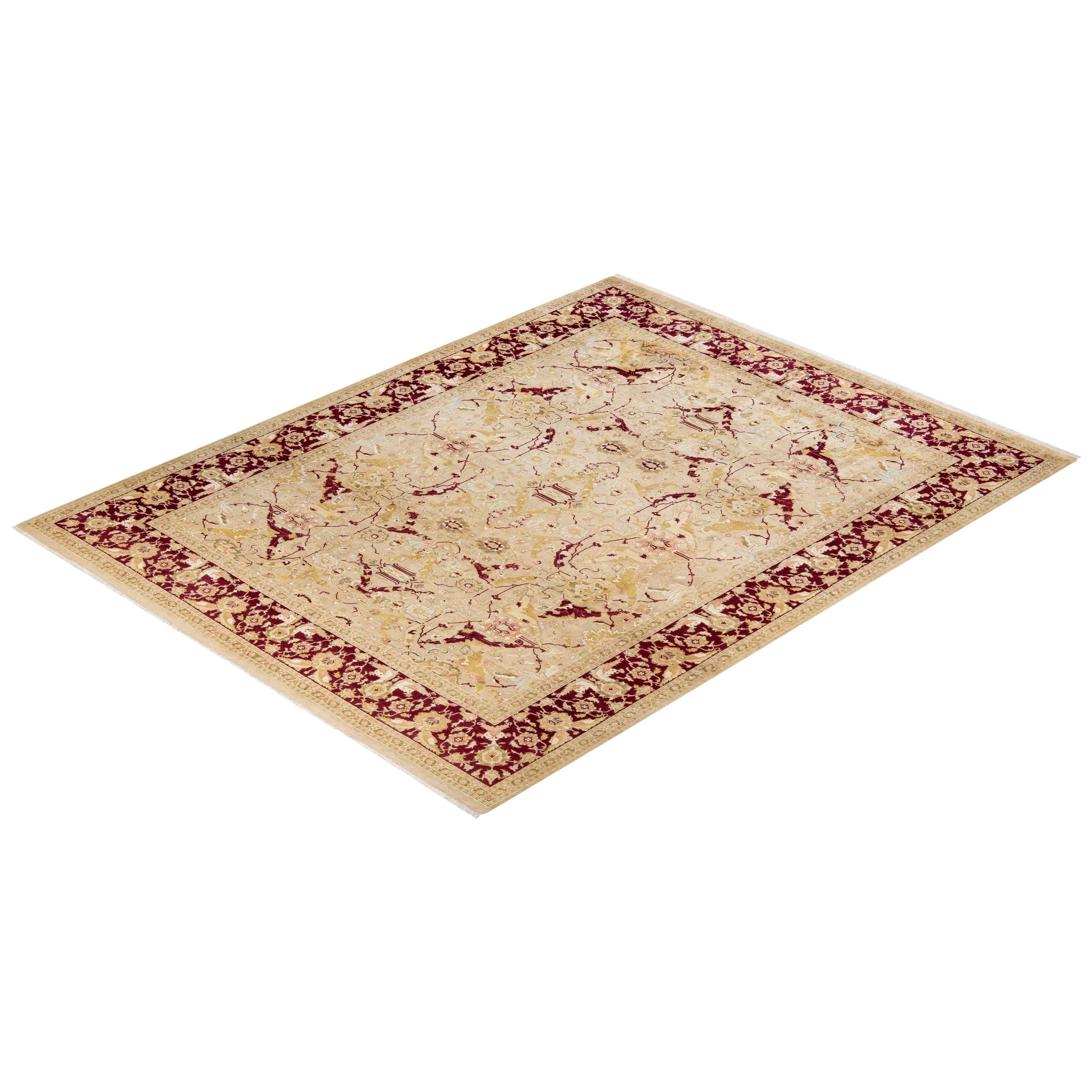 Cream Traditional Wool Rug - 8'1" x 10'5"