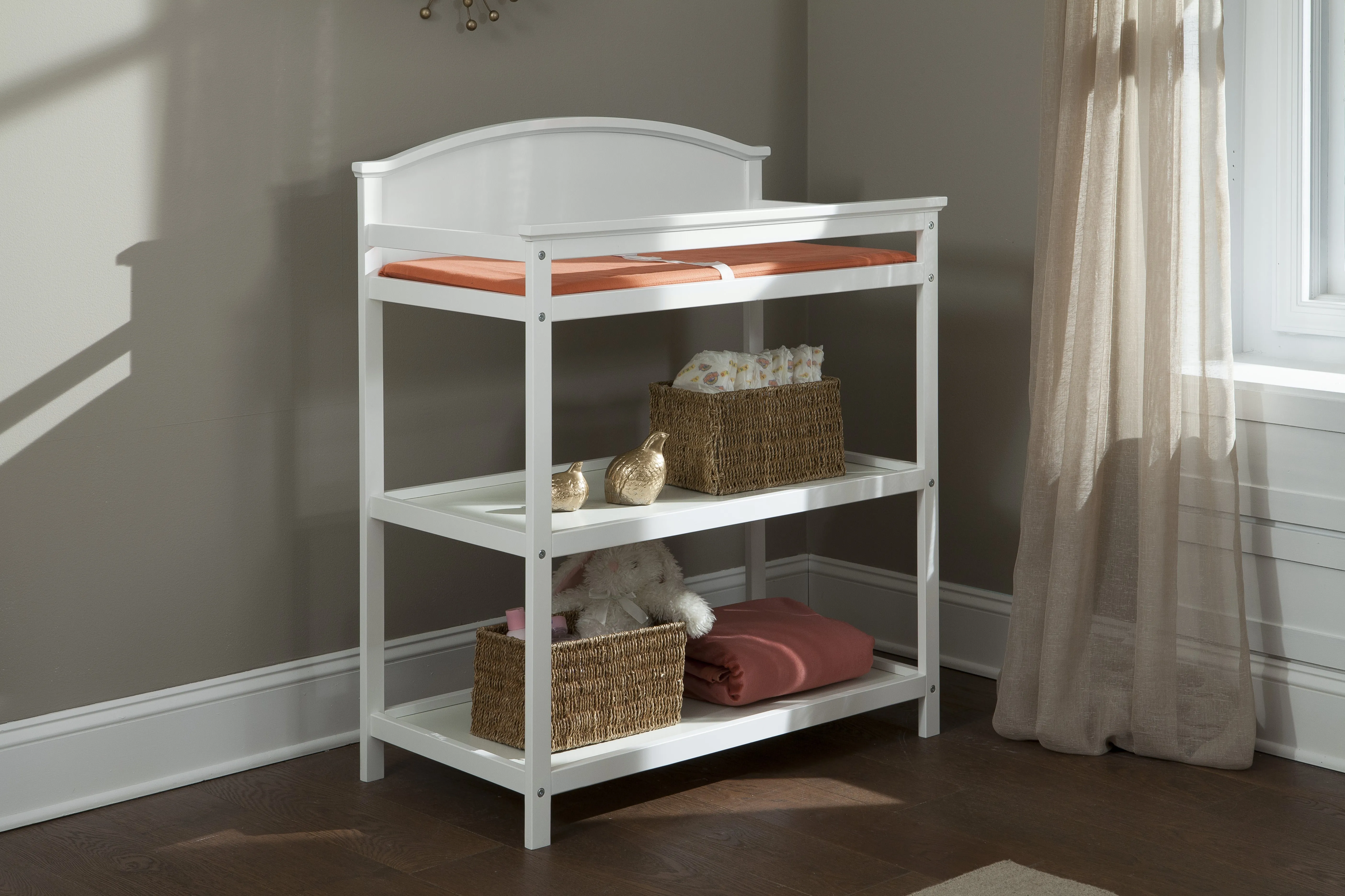 Delia Changer with Shelves and Pad - White