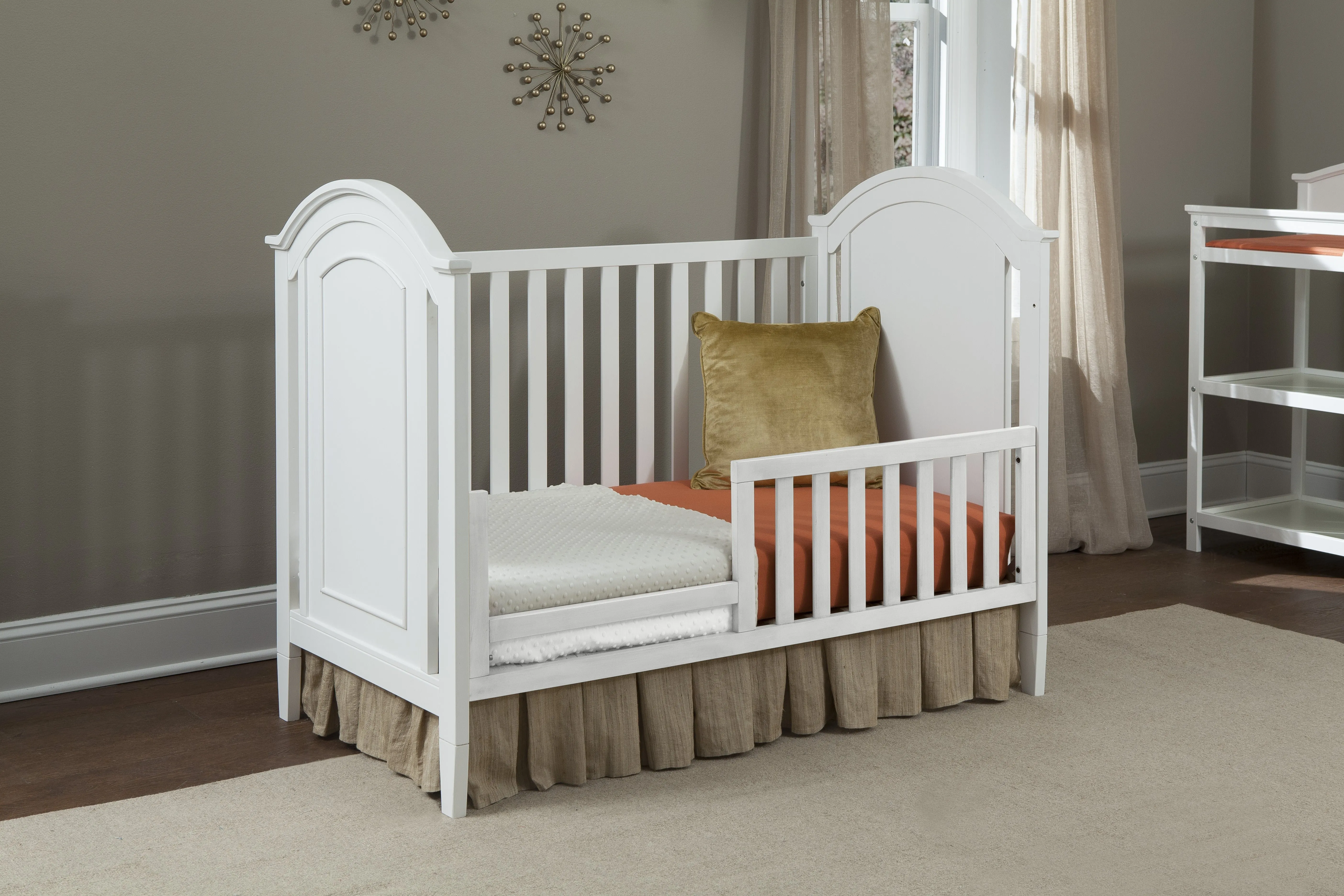 Delia Cottage Crib and Toddler Rail - White