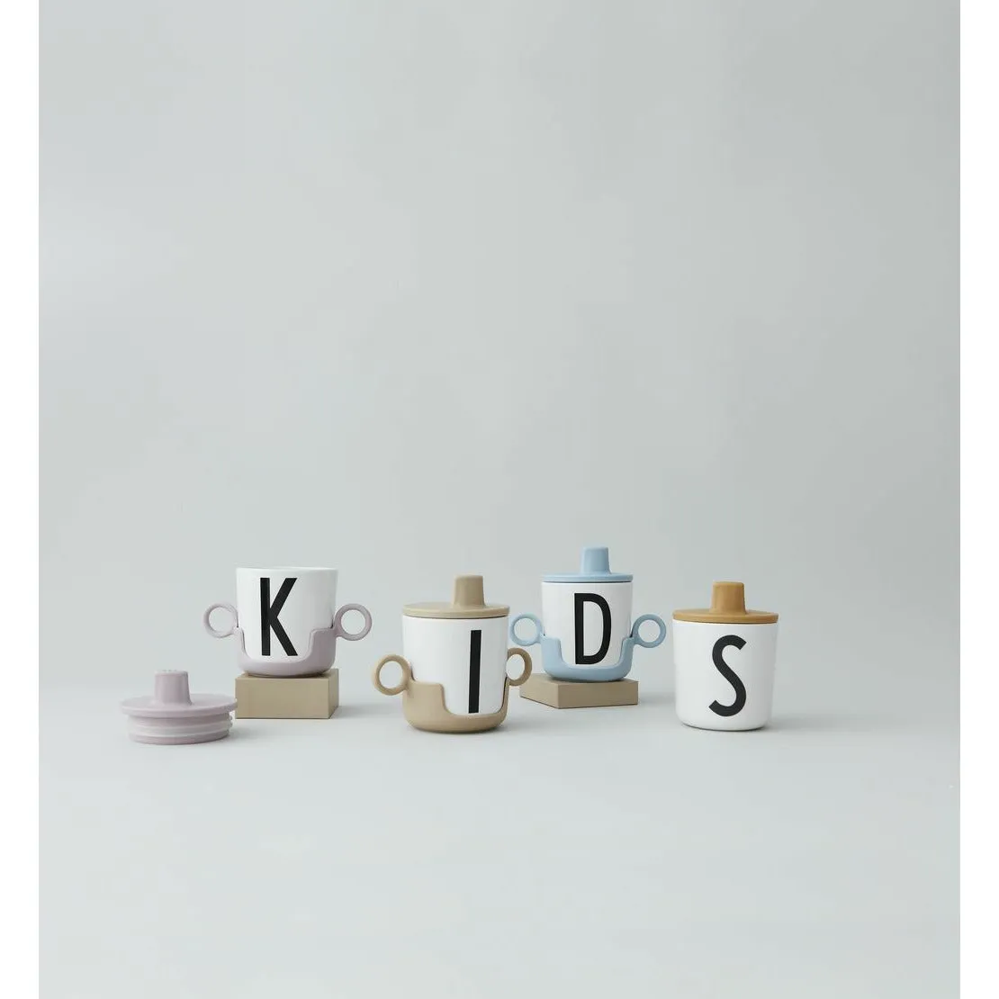 Design Letters Lid For Kids Melamine Cup, Beige