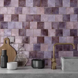 Dyroy Aubergine Decor Wall Tile 10x10cm Gloss
