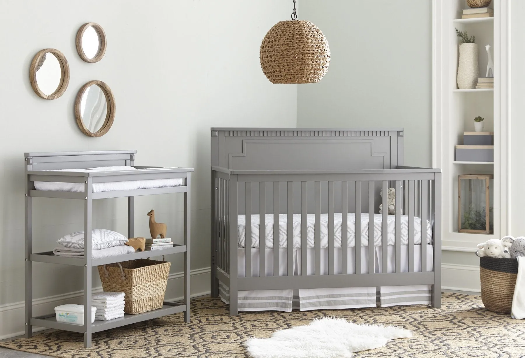 Emery Changer with Shelves and Pad - Grey