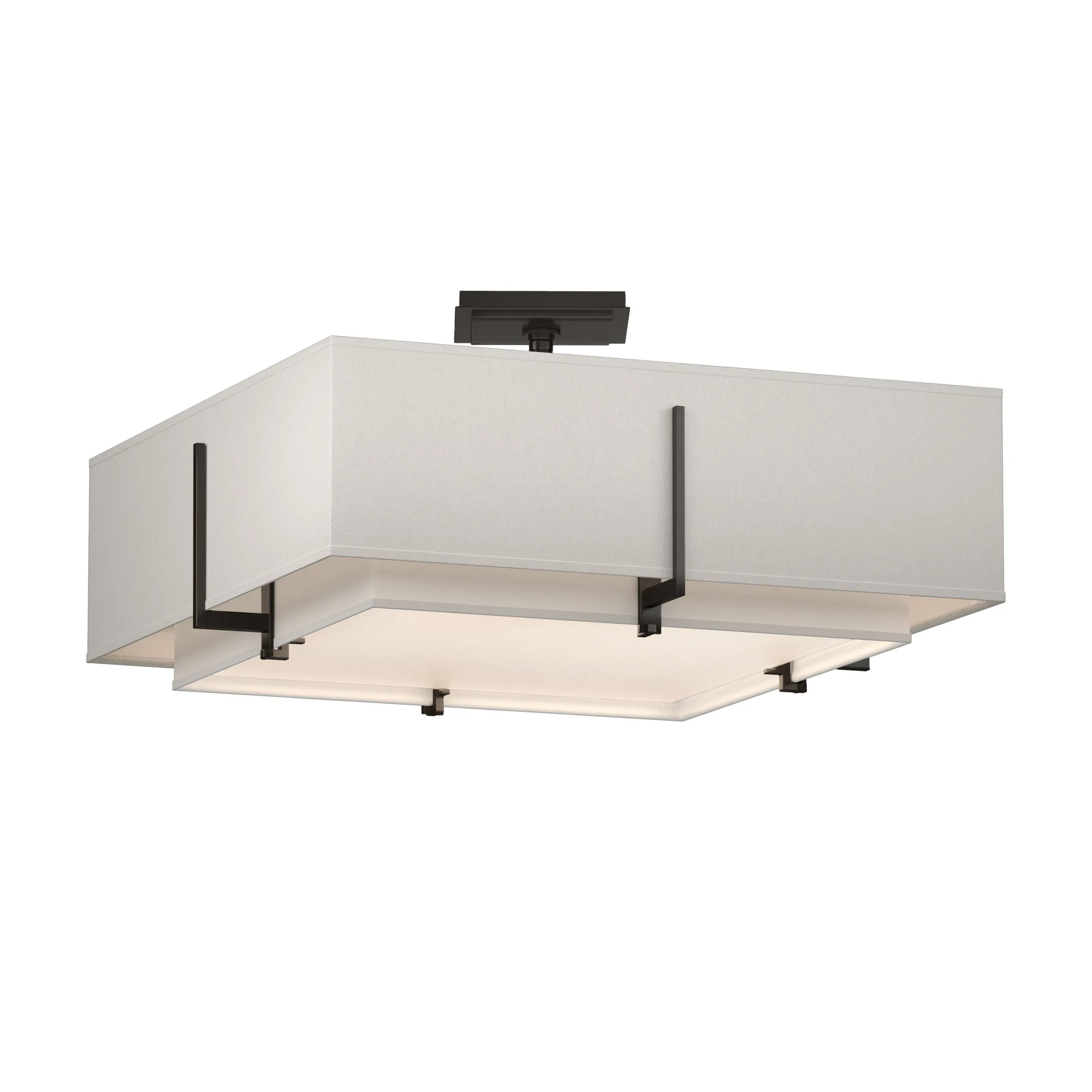 Exos Square Double Shade Semi-Flush Mount