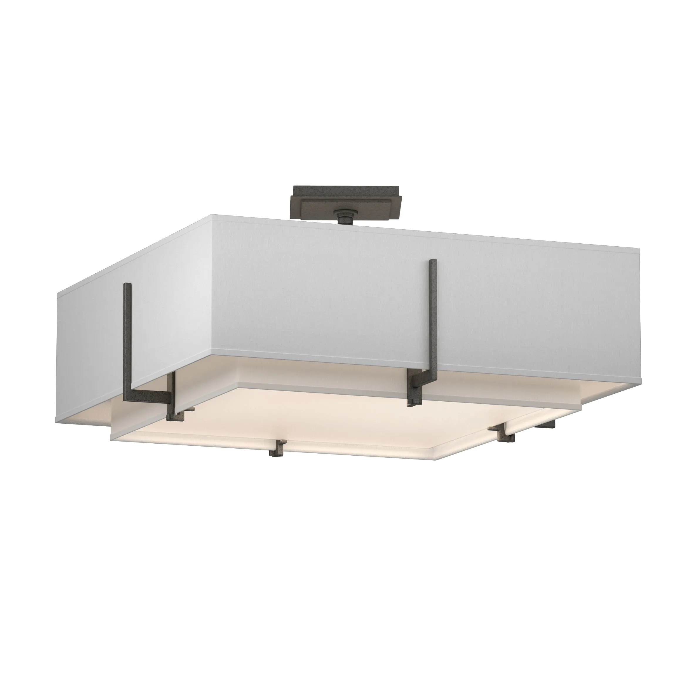 Exos Square Double Shade Semi-Flush Mount