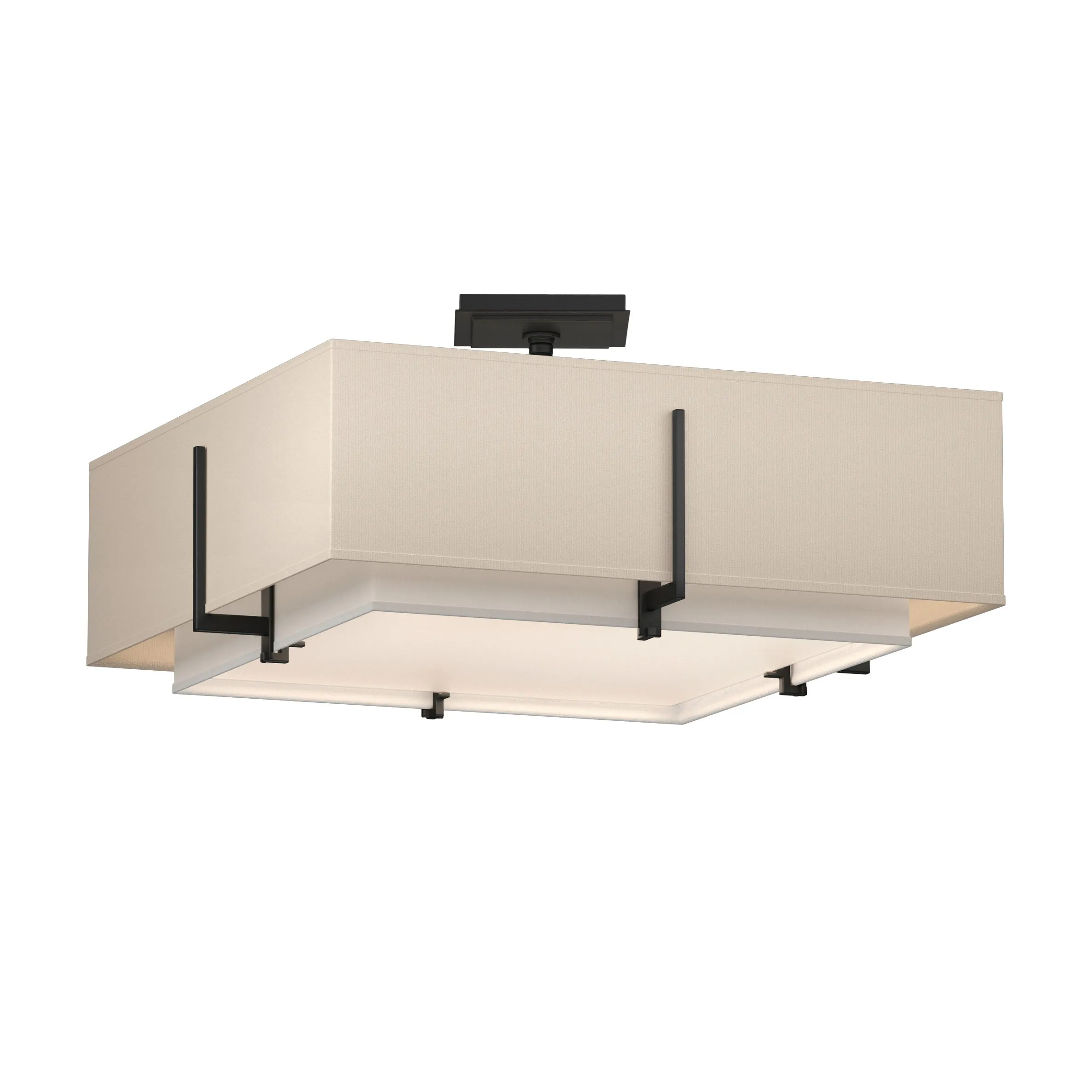 Exos Square Double Shade Semi-Flush Mount