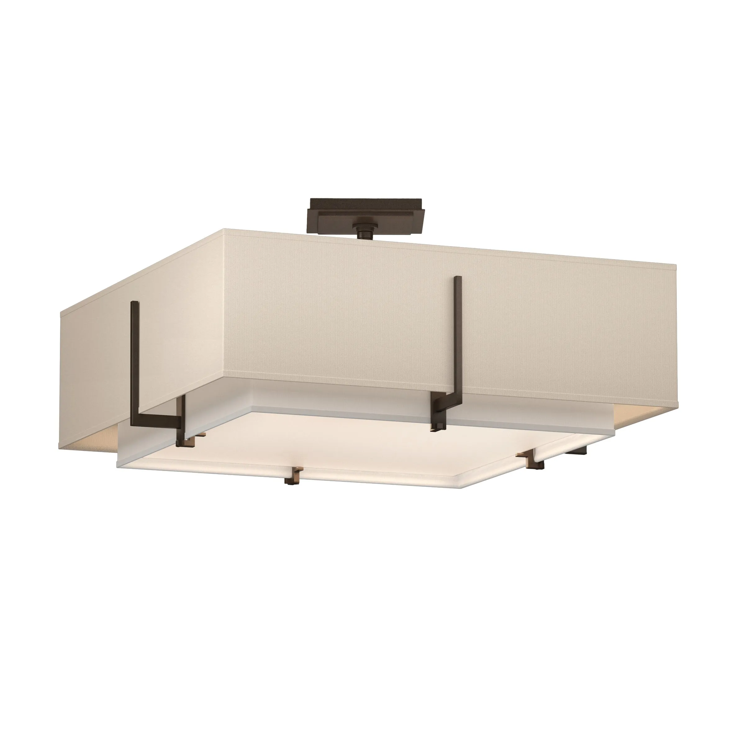 Exos Square Double Shade Semi-Flush Mount