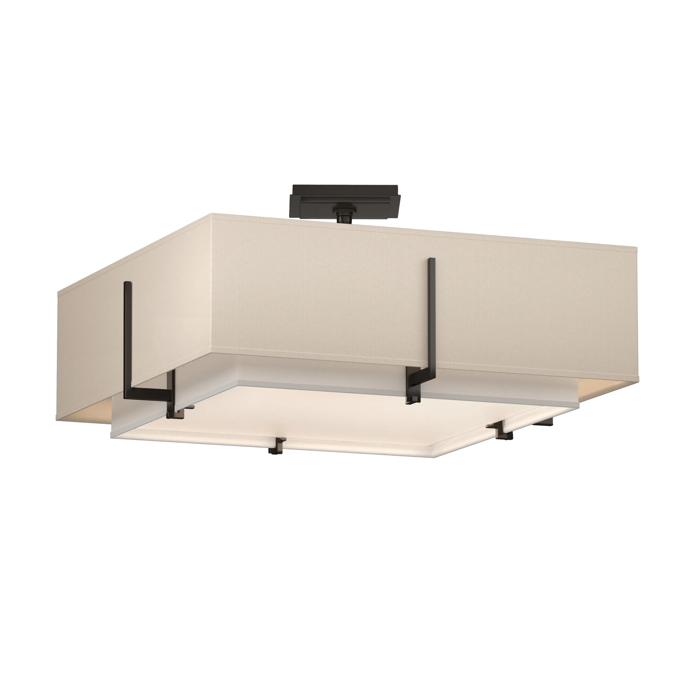 Exos Square Double Shade Semi-Flush Mount
