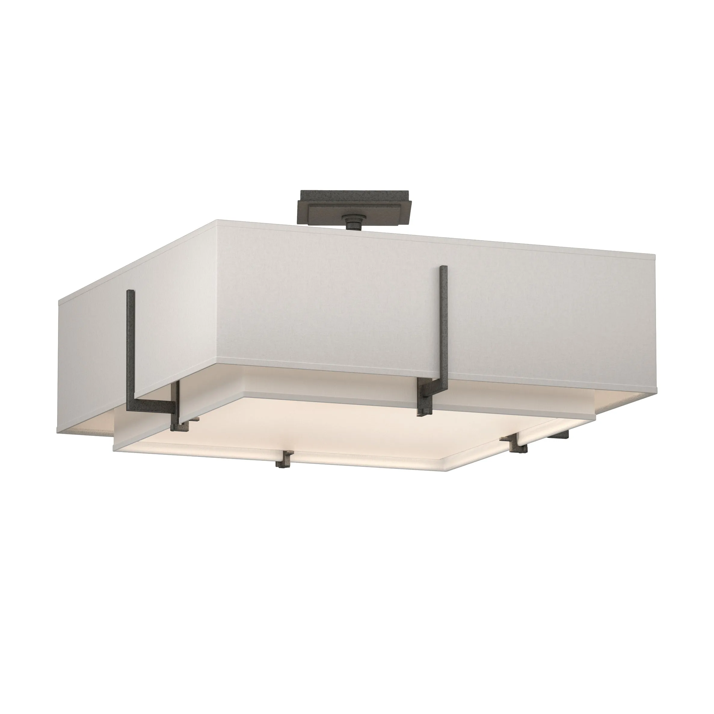 Exos Square Double Shade Semi-Flush Mount