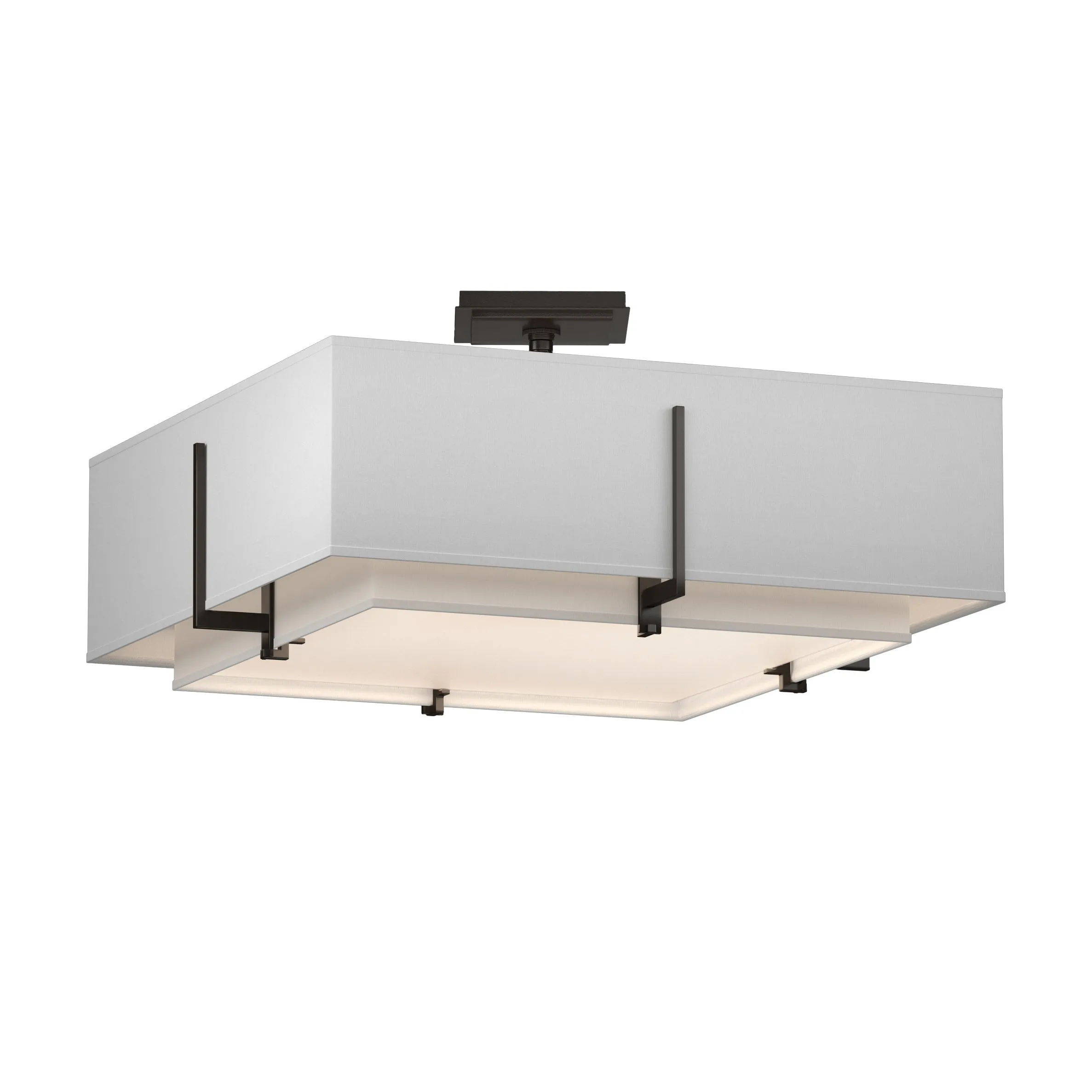 Exos Square Double Shade Semi-Flush Mount