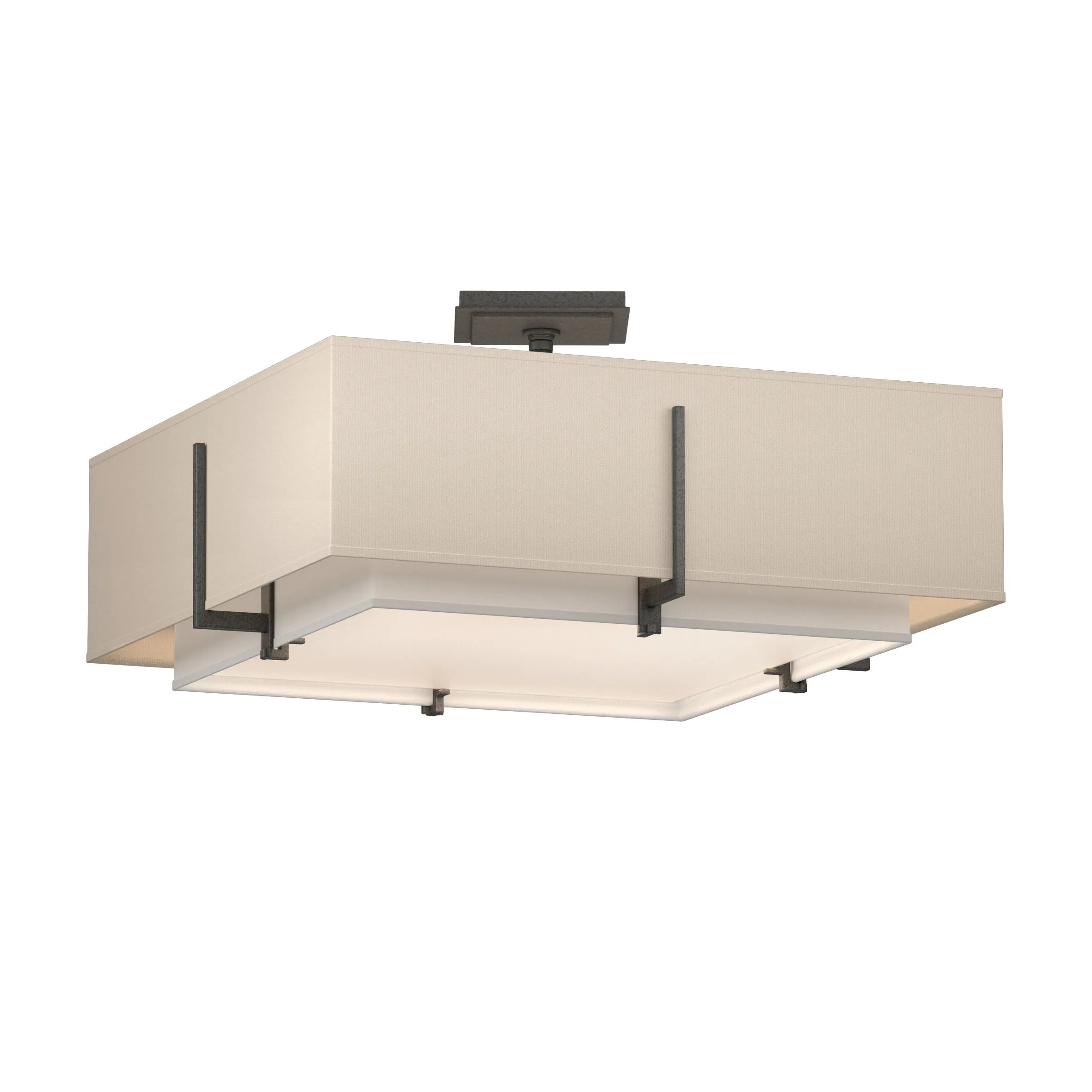Exos Square Double Shade Semi-Flush Mount