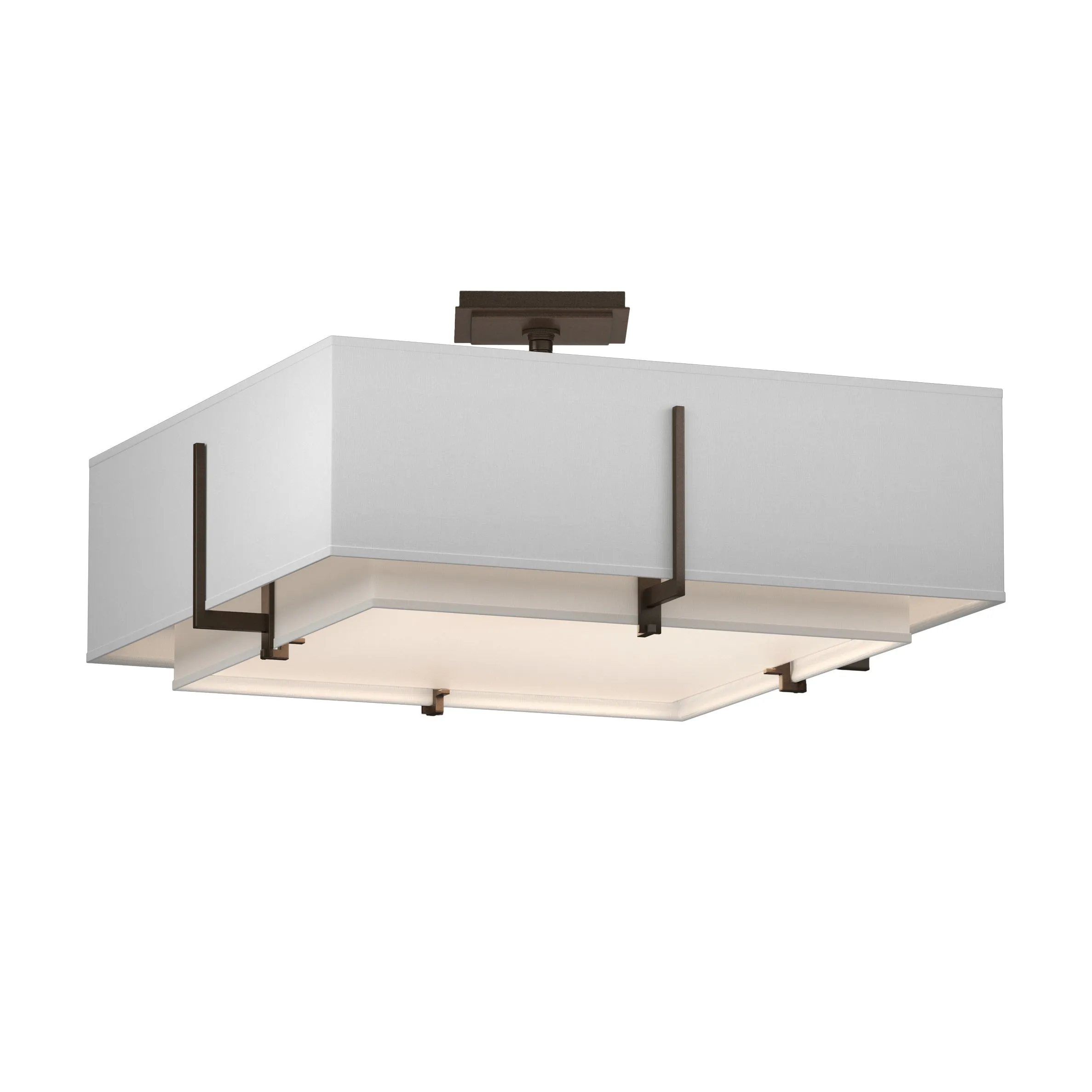 Exos Square Double Shade Semi-Flush Mount