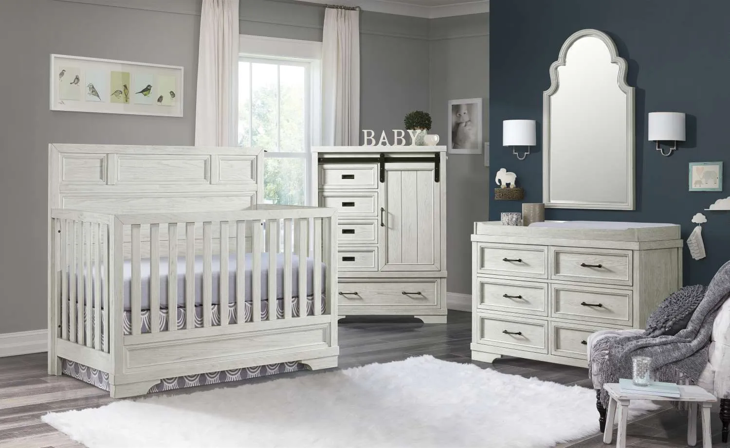 Foundry Convertible Crib and Dresser Package - White Dove