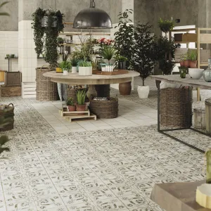 FS Ivy Black Patterned Tile 45x45cm Matt